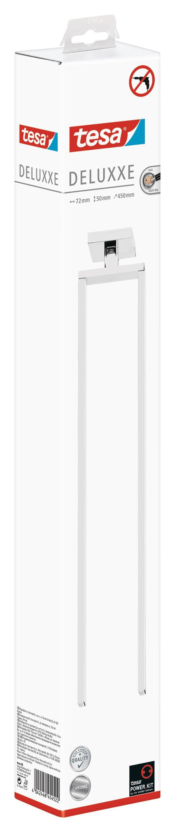 TESA Handtuchhalter, doppelt – Wandmontage – 45 cm Breite – Silber – Metall