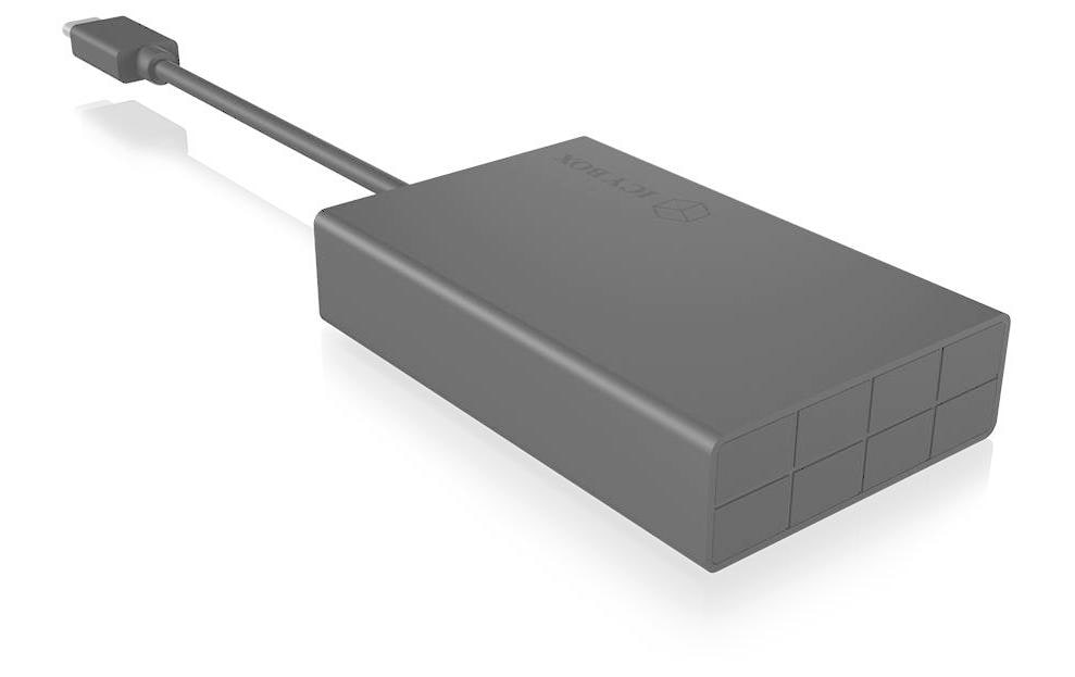ICY BOX IB-CR401-C3 Kartenleser – 3 Steckplätze (CF, SD, microSD), 5 Gbit/s, USB-C (USB 3.2 Gen 1) – Schwarz