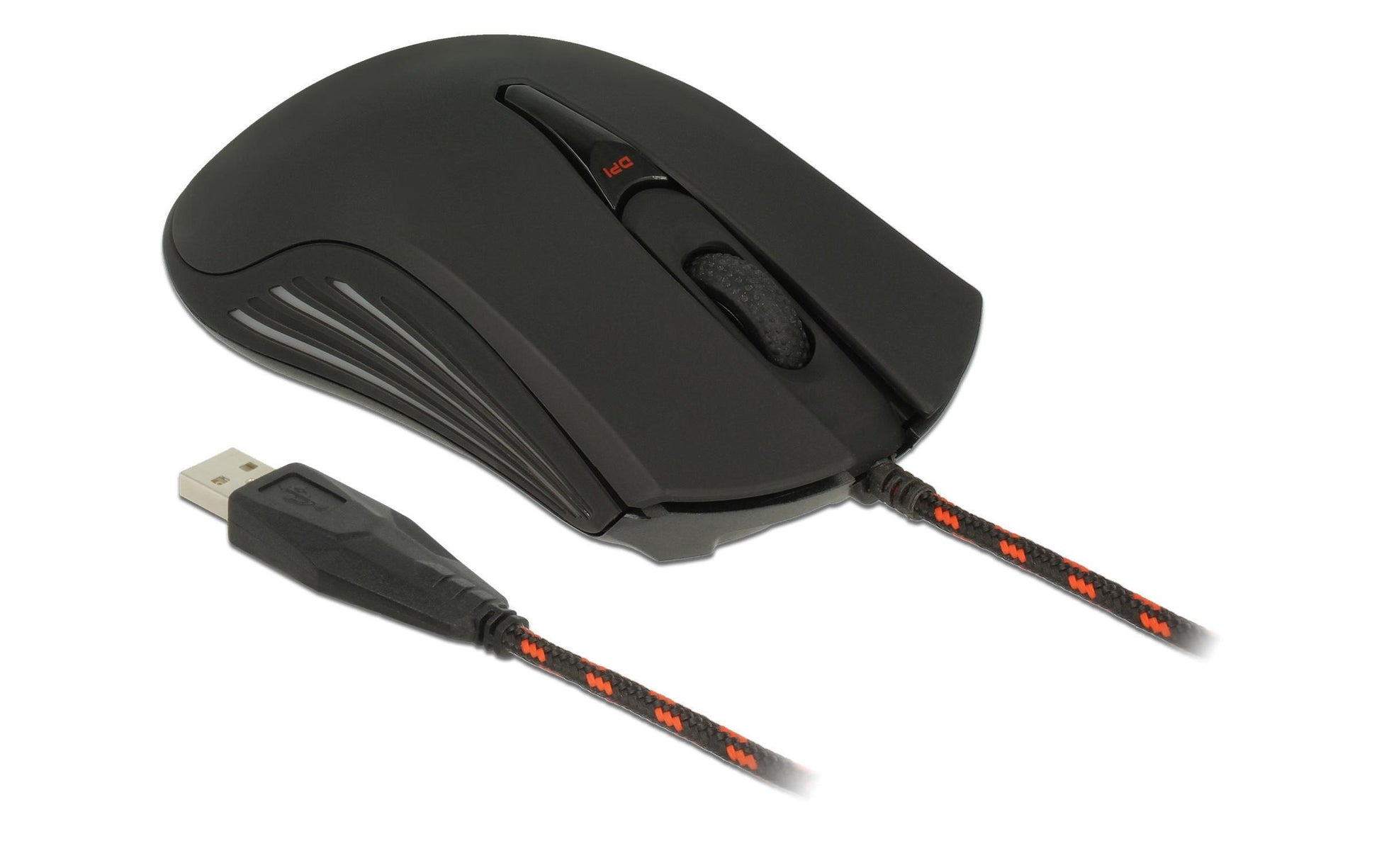 DeLOCK 12531 Maus – kabelgebunden, USB-A, 4 Tasten, beidhändig, umschaltbare DPI-Auflösung, rot