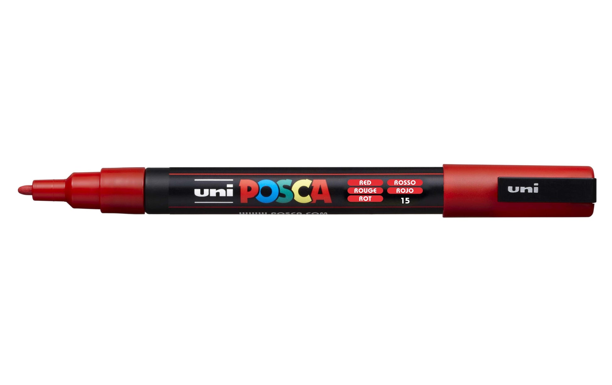 Uni-Ball POSCA Kreativ-/Pigmentmarker – Rundspitze 0,9–1,3 mm, Rot, Deckend, Feucht Abwischbar – Für Viele Oberflächen
