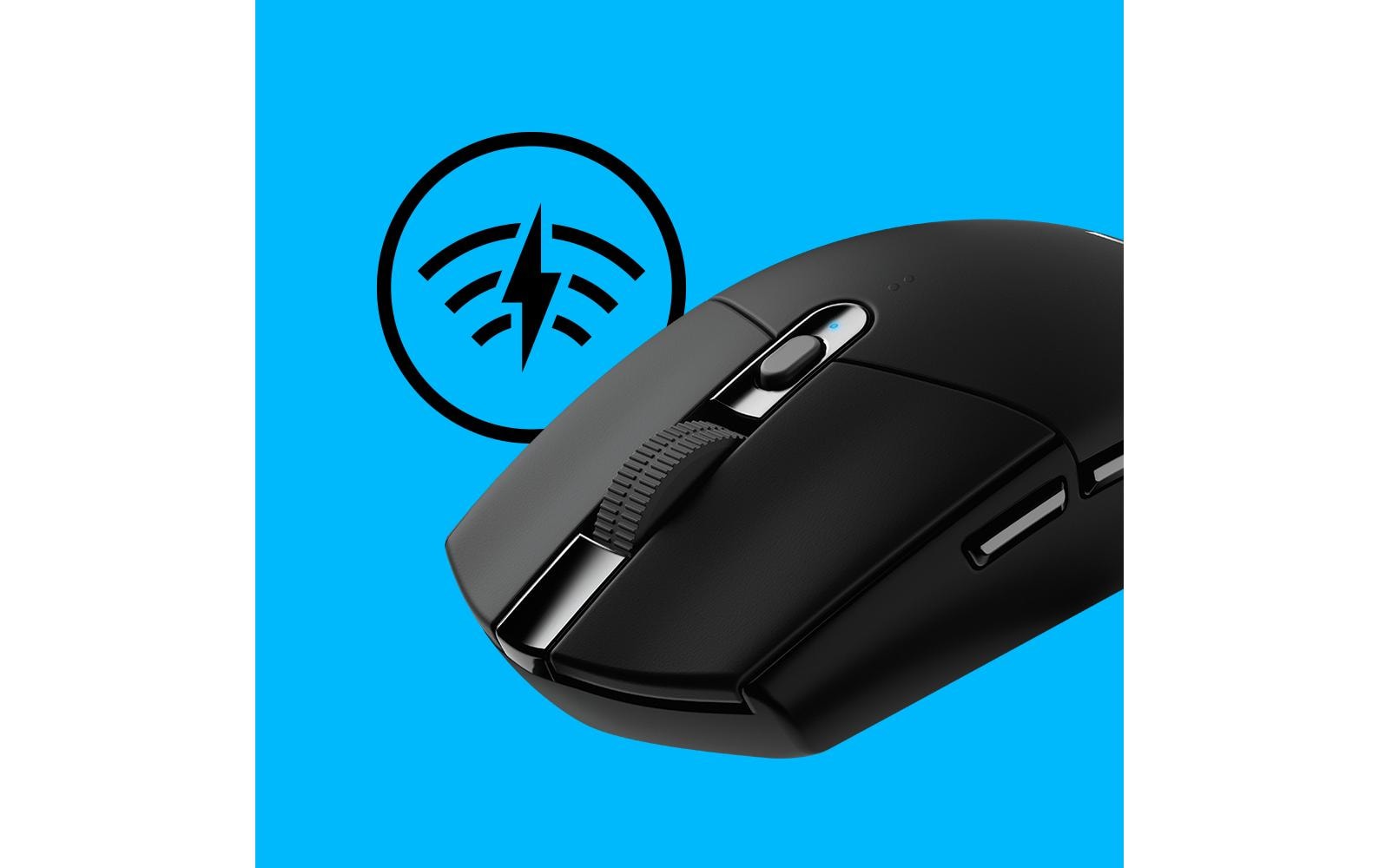 Logitech G G305 LIGHTSPEED – Gaming-Maus – Kabellos (2,4 GHz), 12000 DPI, RGB-Beleuchtung, rechts, Schwarz