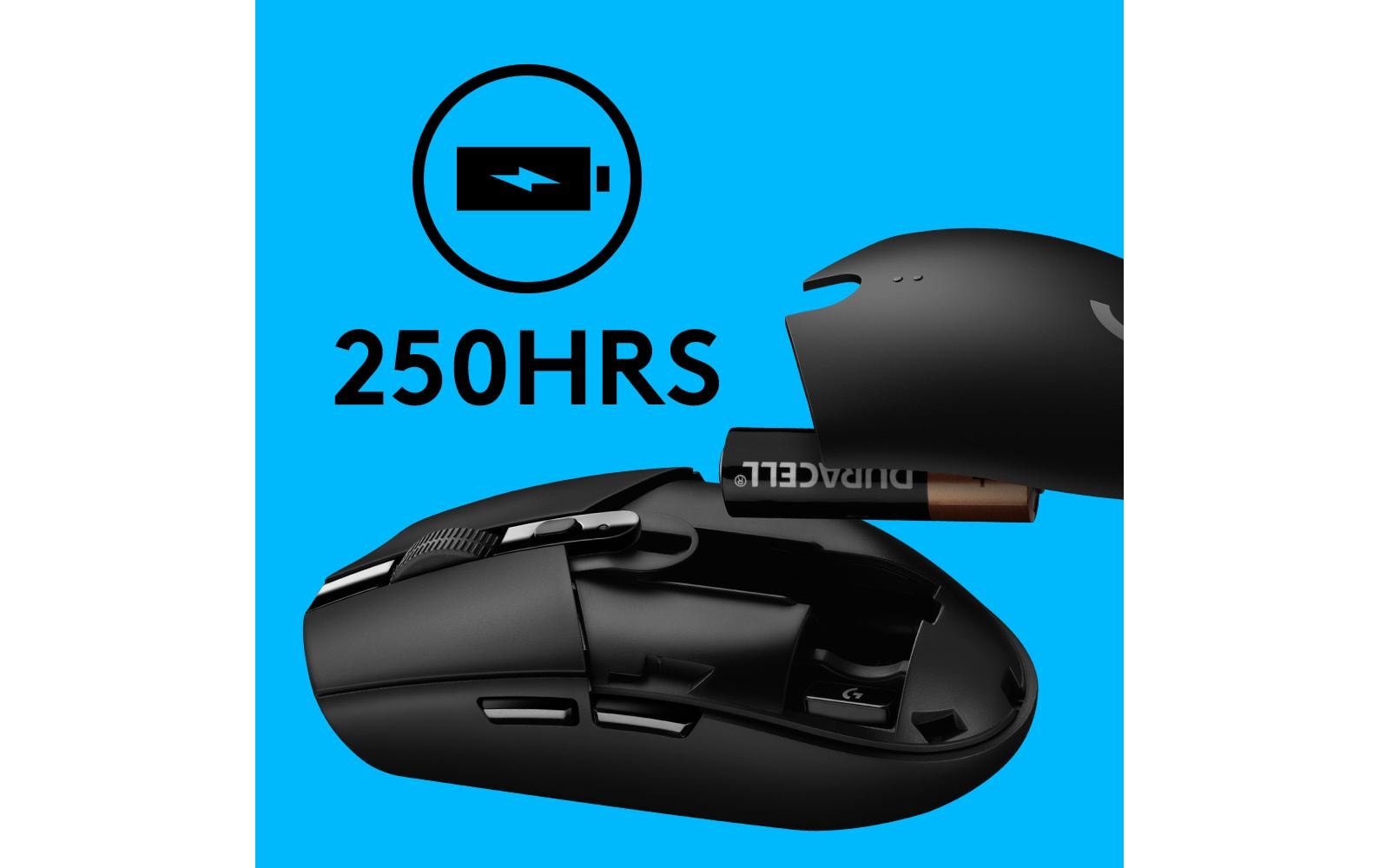 Logitech G G305 LIGHTSPEED – Gaming-Maus – Kabellos (2,4 GHz), 12000 DPI, RGB-Beleuchtung, rechts, Schwarz