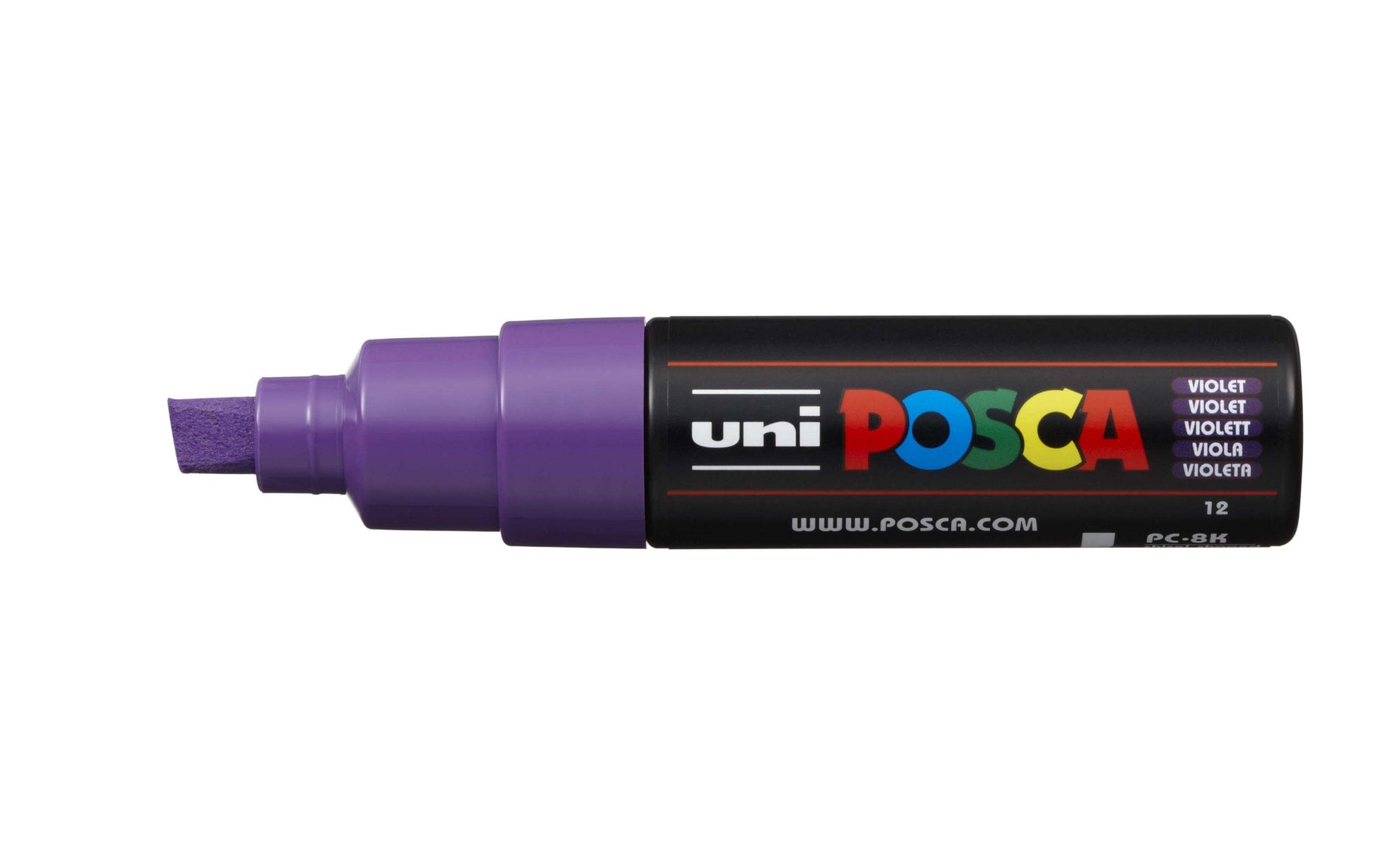 Uni-Ball POSCA Kreativ-/Pigmentmarker – Keilspitze 8 mm, violett, feucht abwischbar, deckend – für viele Oberflächen