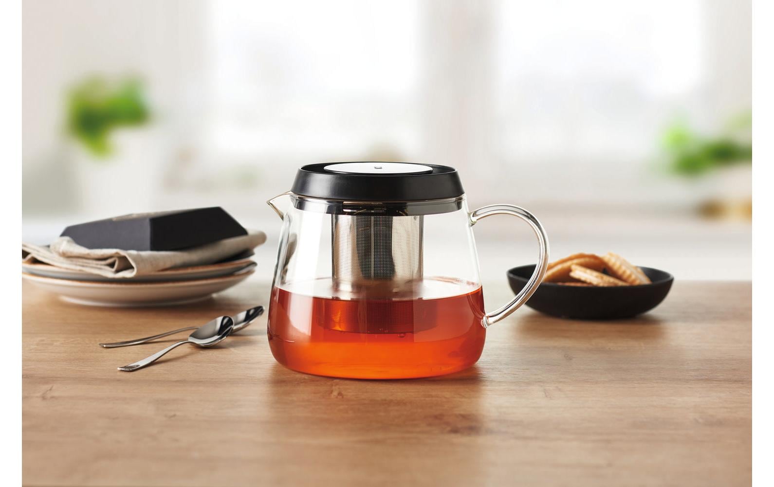 Montana Teekanne – 1,3 l, Ø 18,0 cm, H 15,0 cm, Borosilikatglas/Kunststoff (PP), mit Edelstahlfilter