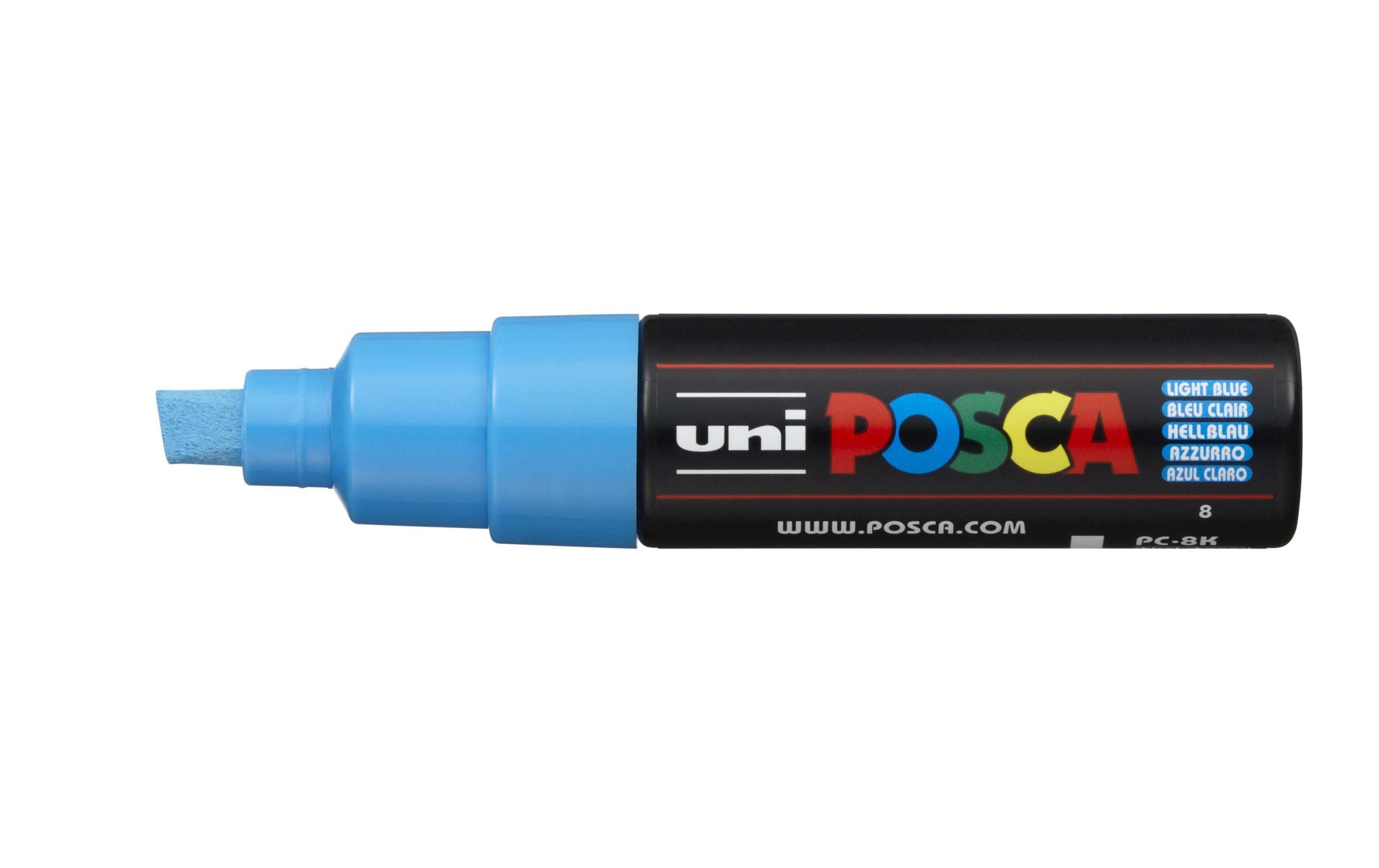 Uni-Ball POSCA Kreativ-/Pigmentmarker – Keilspitze 8 mm, Hellblau, Feucht Abwischbar, Deckend – Für Viele Oberflächen