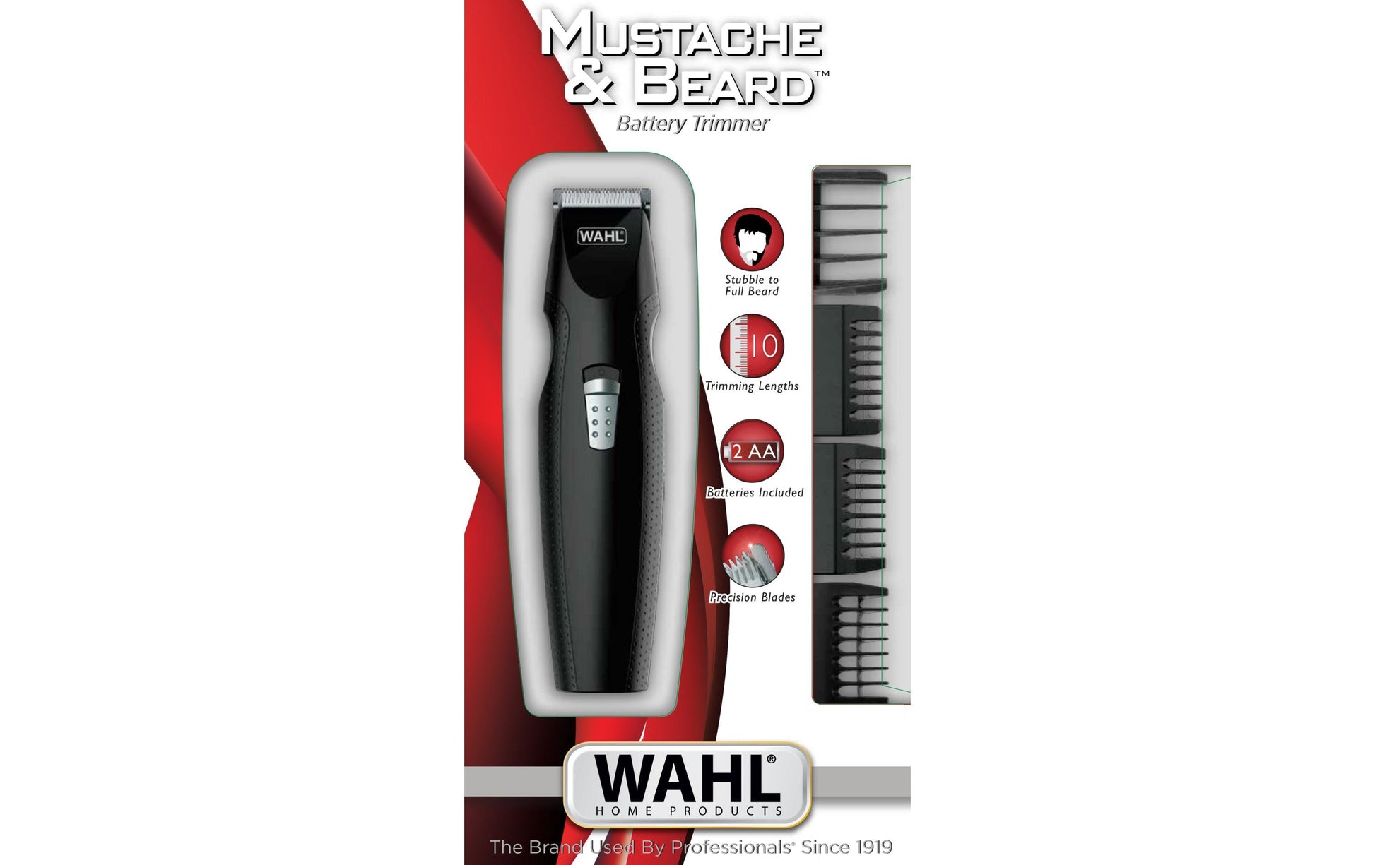 Wahl Bartschneider – 9 Längeneinstellungen, 0,7–12 mm Schnitt – Batteriebetrieben, Schwarz