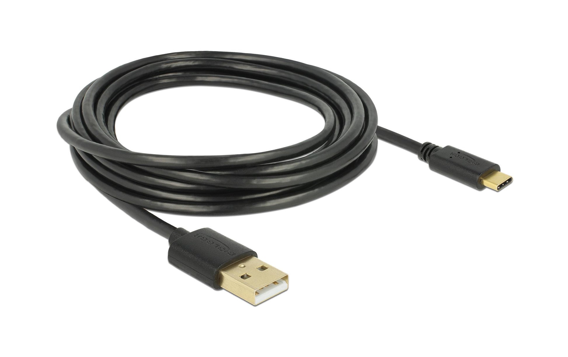 DeLOCK USB-A auf USB-C Kabel – USB 2.0 (480 Mbps) – 4 m – Schwarz