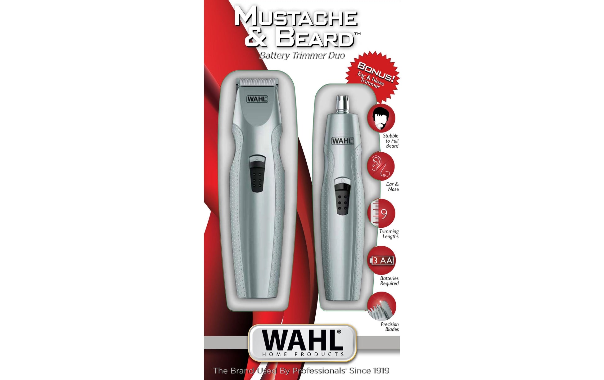 Wahl Bartschneider – Batteriebetrieben, 3 × AA (LR6), minimale Schnittlänge 0,7 mm – Silber