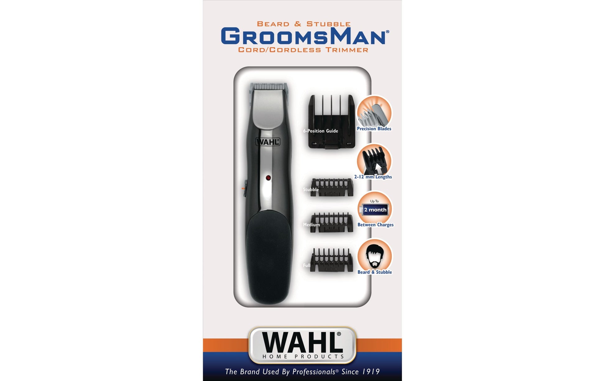 Wahl Bartschneider Grooms Man 9918-1416 – Akkubetrieben, 60 Min Laufzeit, Schnittlänge 0,7–12 mm – Schwarz