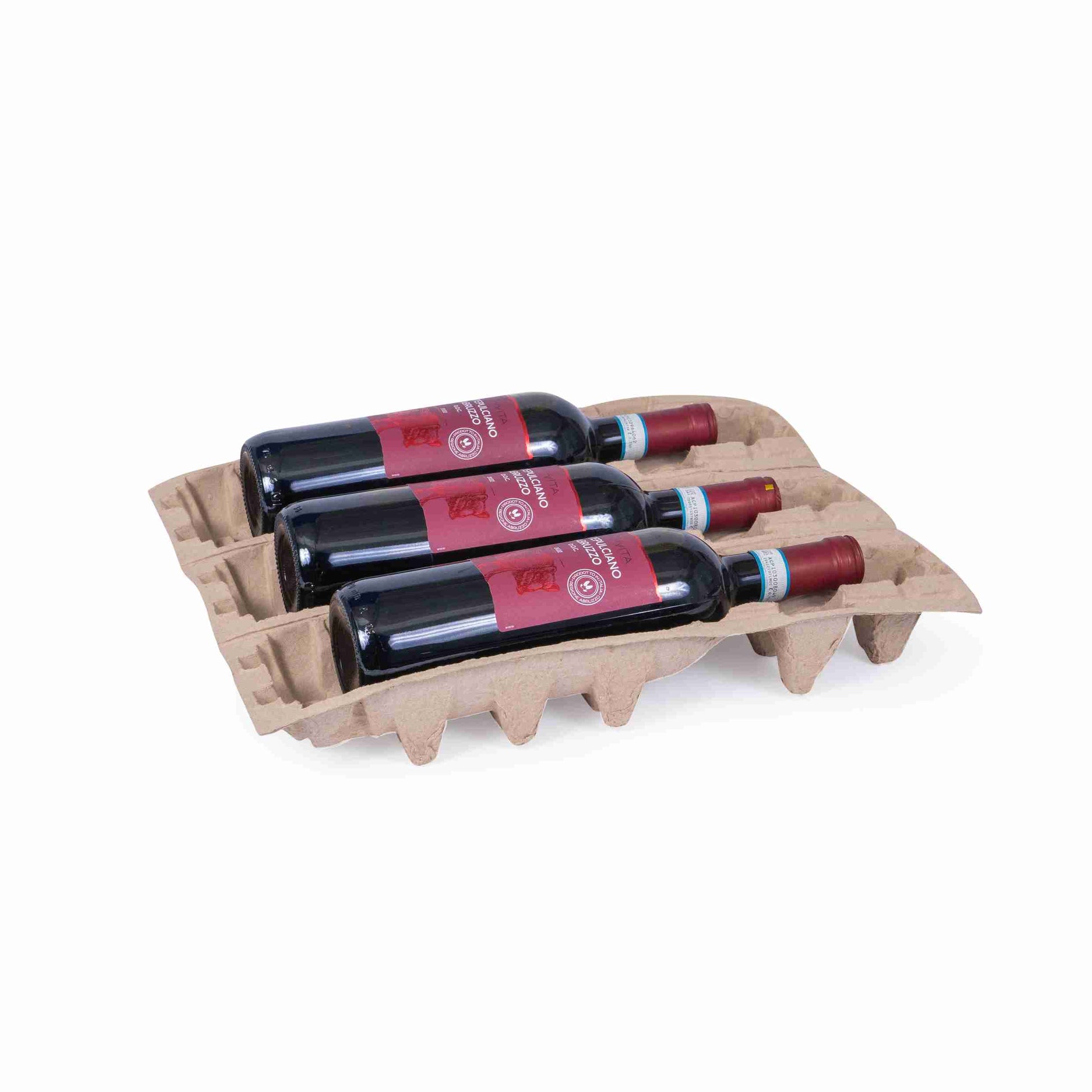 Model Einlagekarton – 800 × 1'200 mm – Faserguss – grau – für Flaschenhöhe bis 360 mm, Ø 95 mm – 1 Stk., ab 20 Stk.