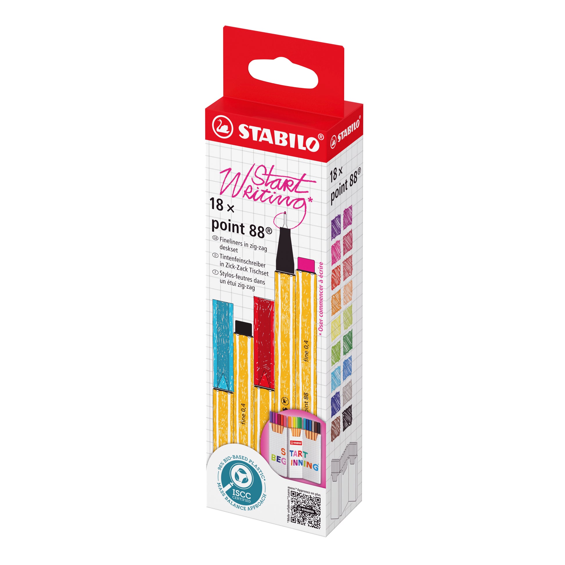 STABILO point 88 Fineliner Zick-Zack Etui – 18 Stk., 0,4 mm, 18 Farben