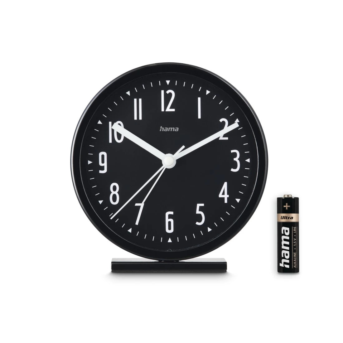 Hama Skye Wecker – Analog, lautlos, Ø 11,2 cm, schwarz, Kunststoff