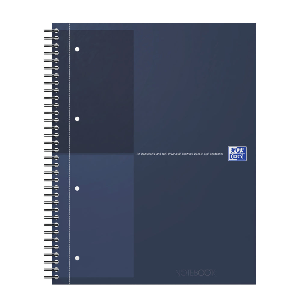 Oxford Collegeblock – A4+ – 80 Blatt – 80 g/m² – Doppelspirale, mikroperforiert, Kopfzeile – Dunkelblau