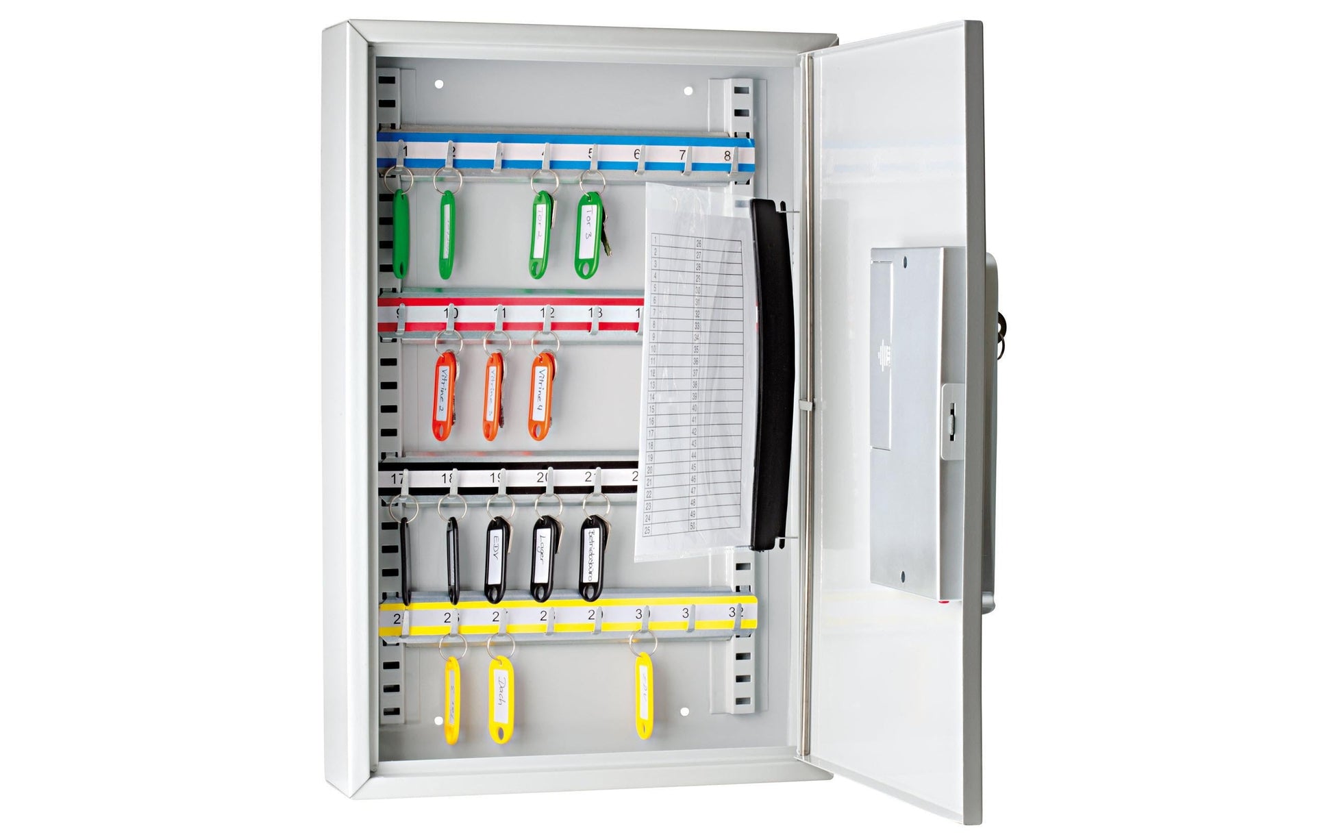 Wedo Schlüsselkasten für 32 Schlüssel, Elektronikschloss, schwenkbares Schlüsselregister