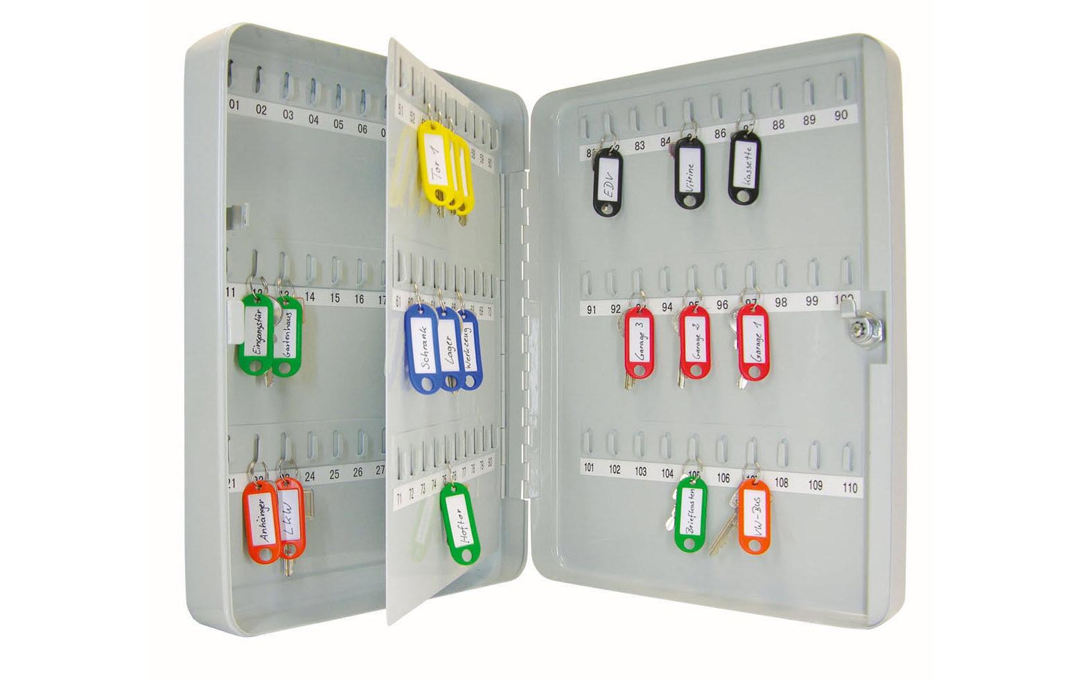 Wedo 10260837X – Schlüsselkasten, für 110 Schlüssel, Stahlblech, Grau, 280 × 80 × 370 mm