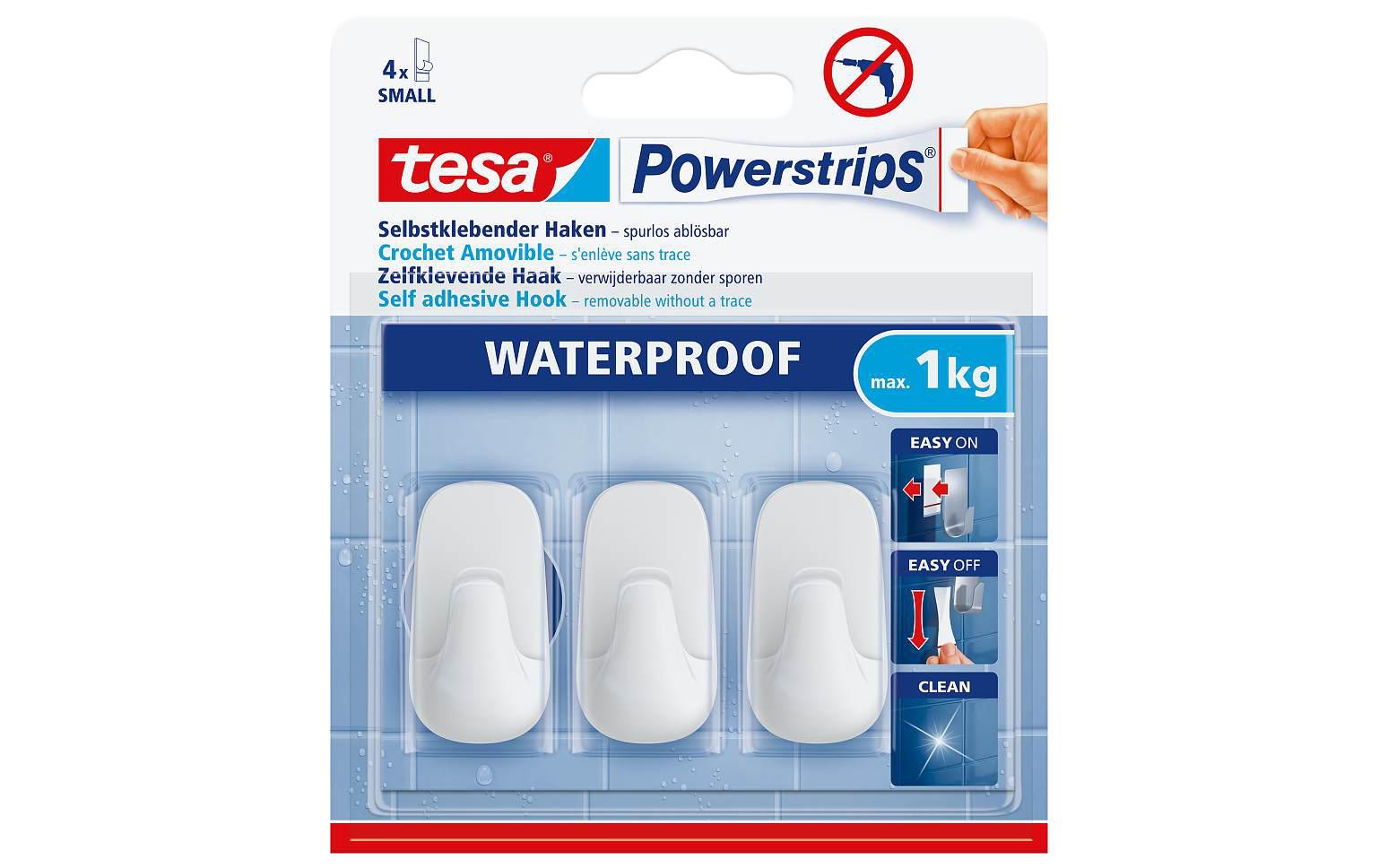 TESA Klebehaken – Kunststoff, 1 kg, Klebestreifen, Weiss, 3er-Set