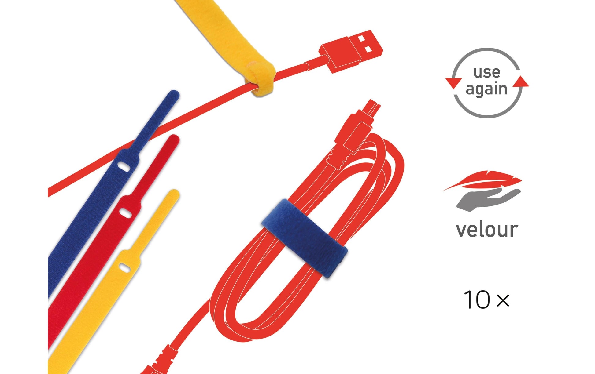 Label-the-cable Klett-Kabelbinder – 16 mm × 0,17 m – Mehrfarbig – 10 Stück