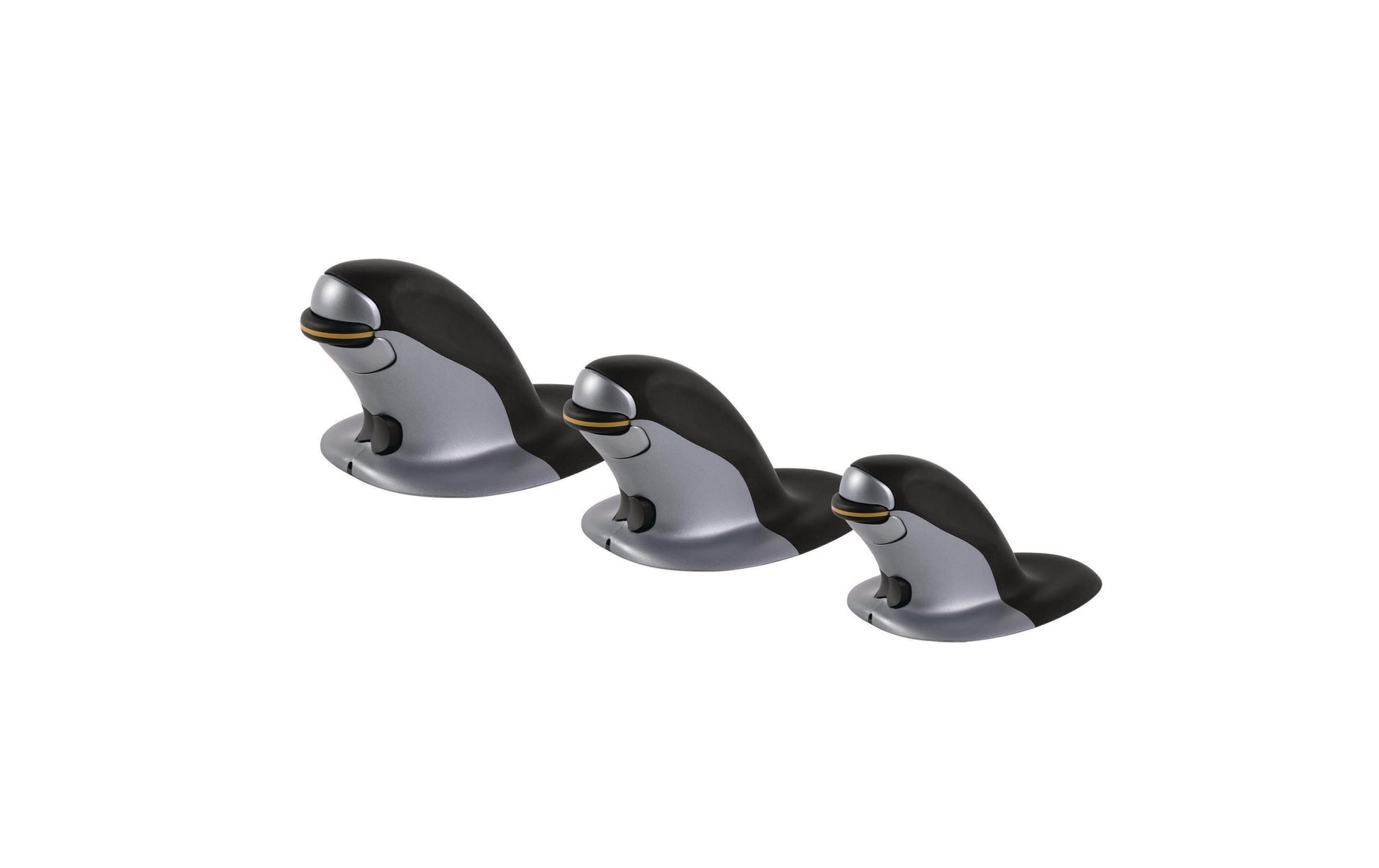 Fellowes Penguin S Ergonomische Maus – kabellos, beidhändig, vertikal, antimikrobieller Schutz, schwarz/silber