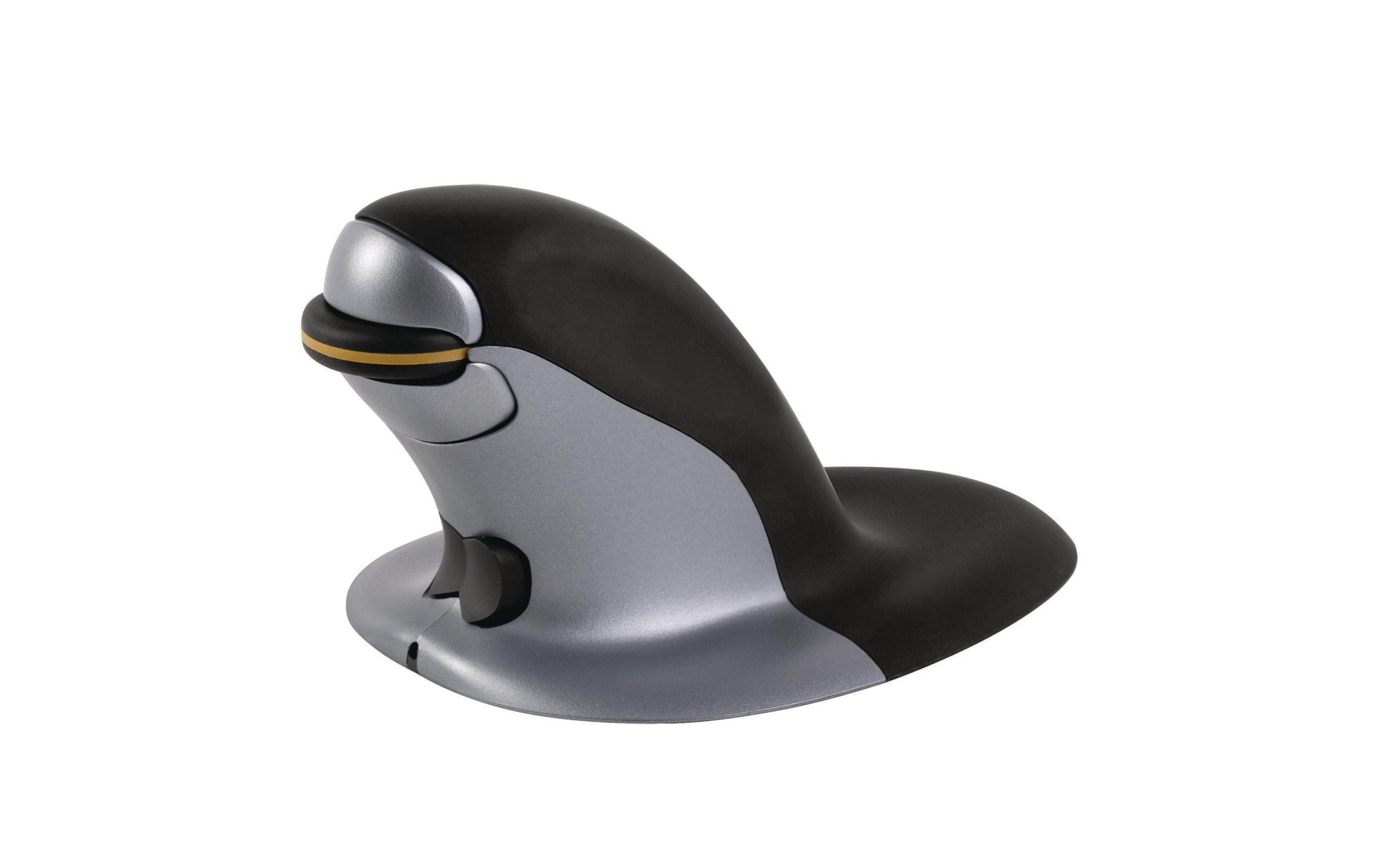 Fellowes Penguin Ergonomische Maus – kabellos, beidhändig, gelenkschonend, BioCote Schutz, schwarz/silber