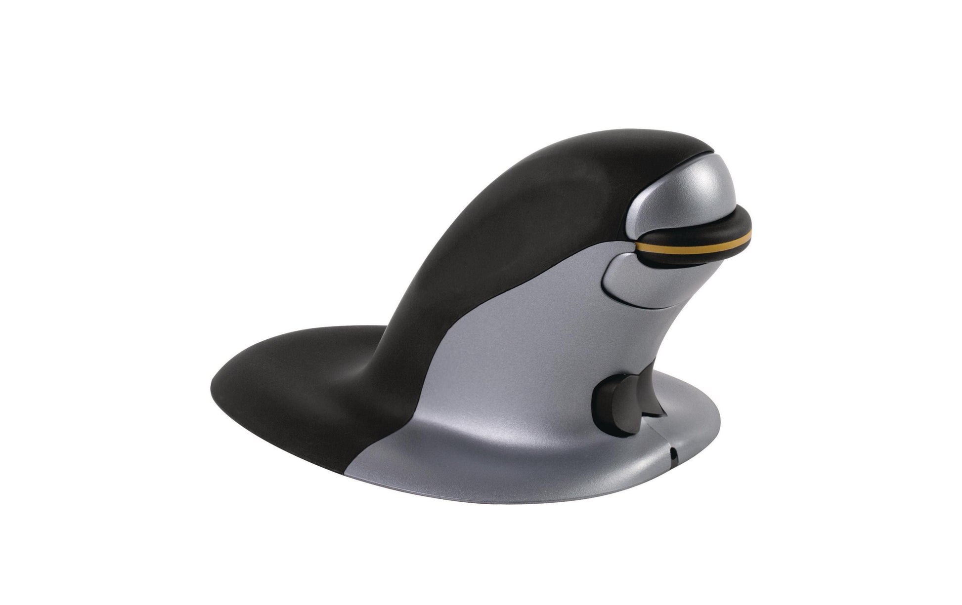 Fellowes Penguin Ergonomische Maus – kabellos, beidhändig, gelenkschonend, BioCote Schutz, schwarz/silber
