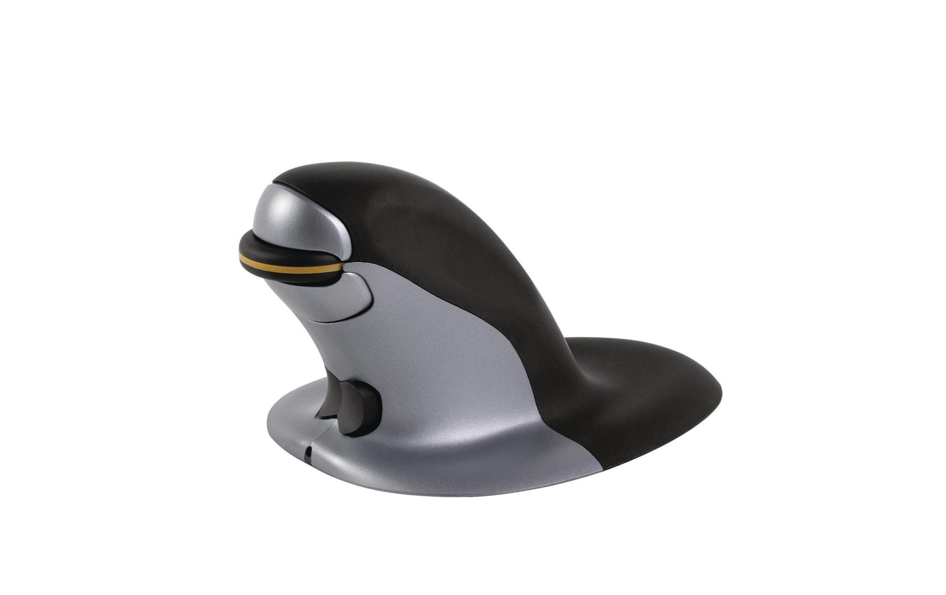 Fellowes Penguin Ergonomische Maus – kabellos, USB-A, beidhändig, gelenkschonend, BioCote-Schutz, schwarz/silber