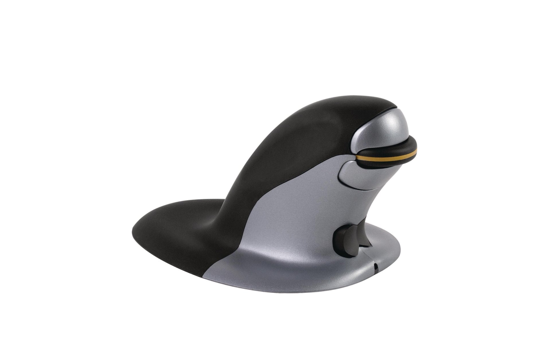 Fellowes Penguin Ergonomische Maus – kabellos, USB-A, beidhändig, gelenkschonend, BioCote-Schutz, schwarz/silber