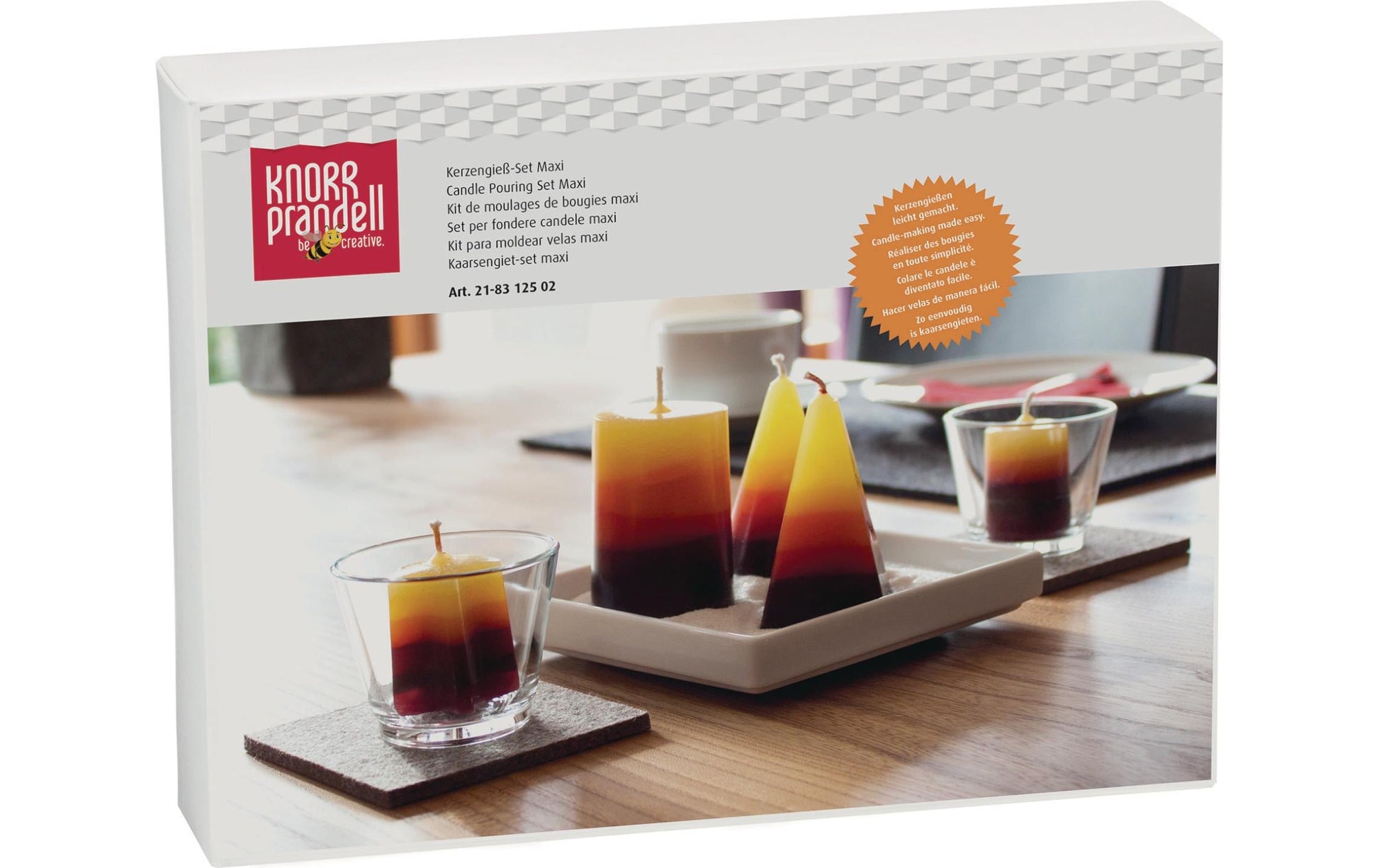 Knorr Prandell – Kerzengiessform-Set – 600 g Wachs, 5 Formen (3 gross, 2 klein) – Transparent, Weiss