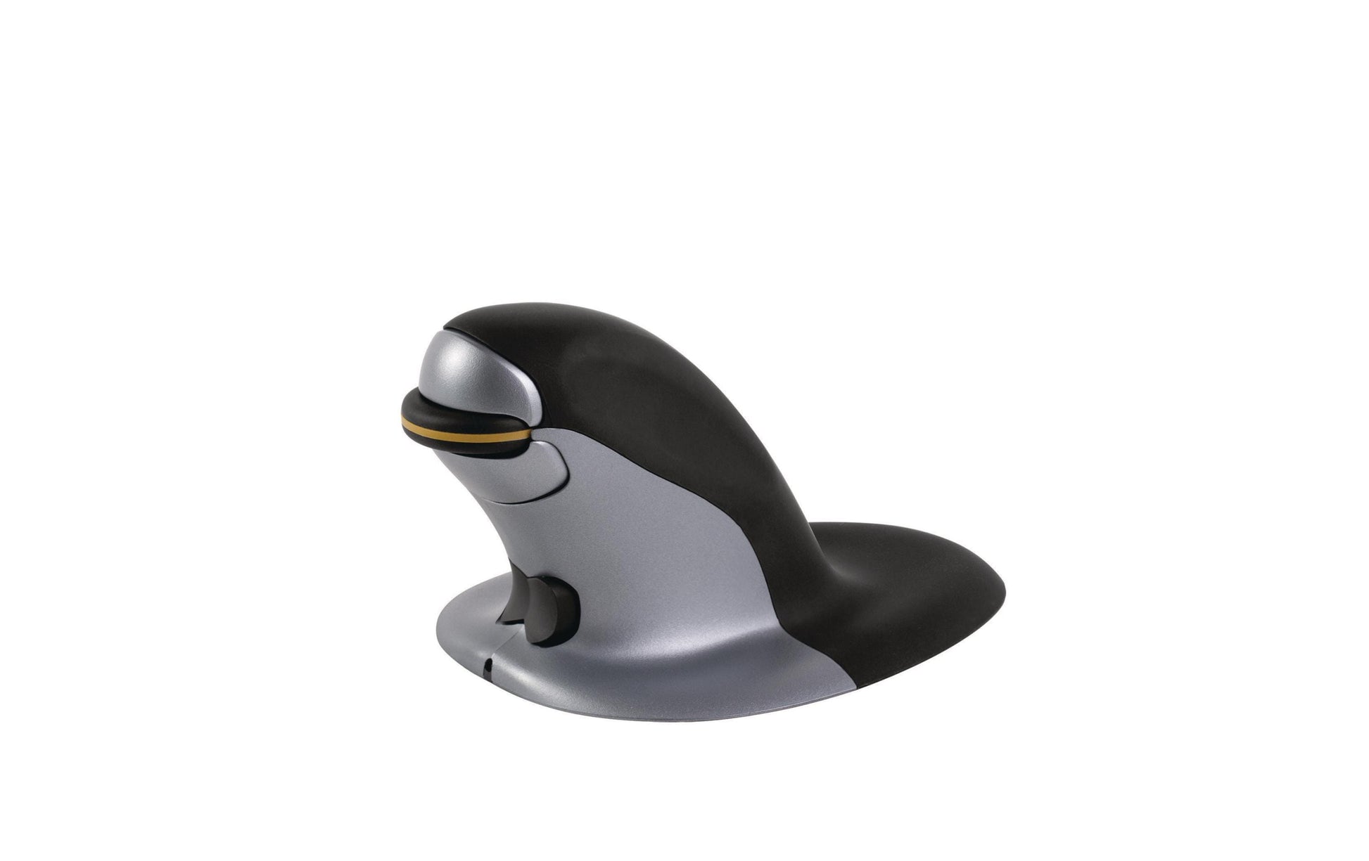Fellowes Penguin S Ergonomische Maus – kabellos, beidhändig, vertikal, antimikrobieller Schutz, schwarz/silber