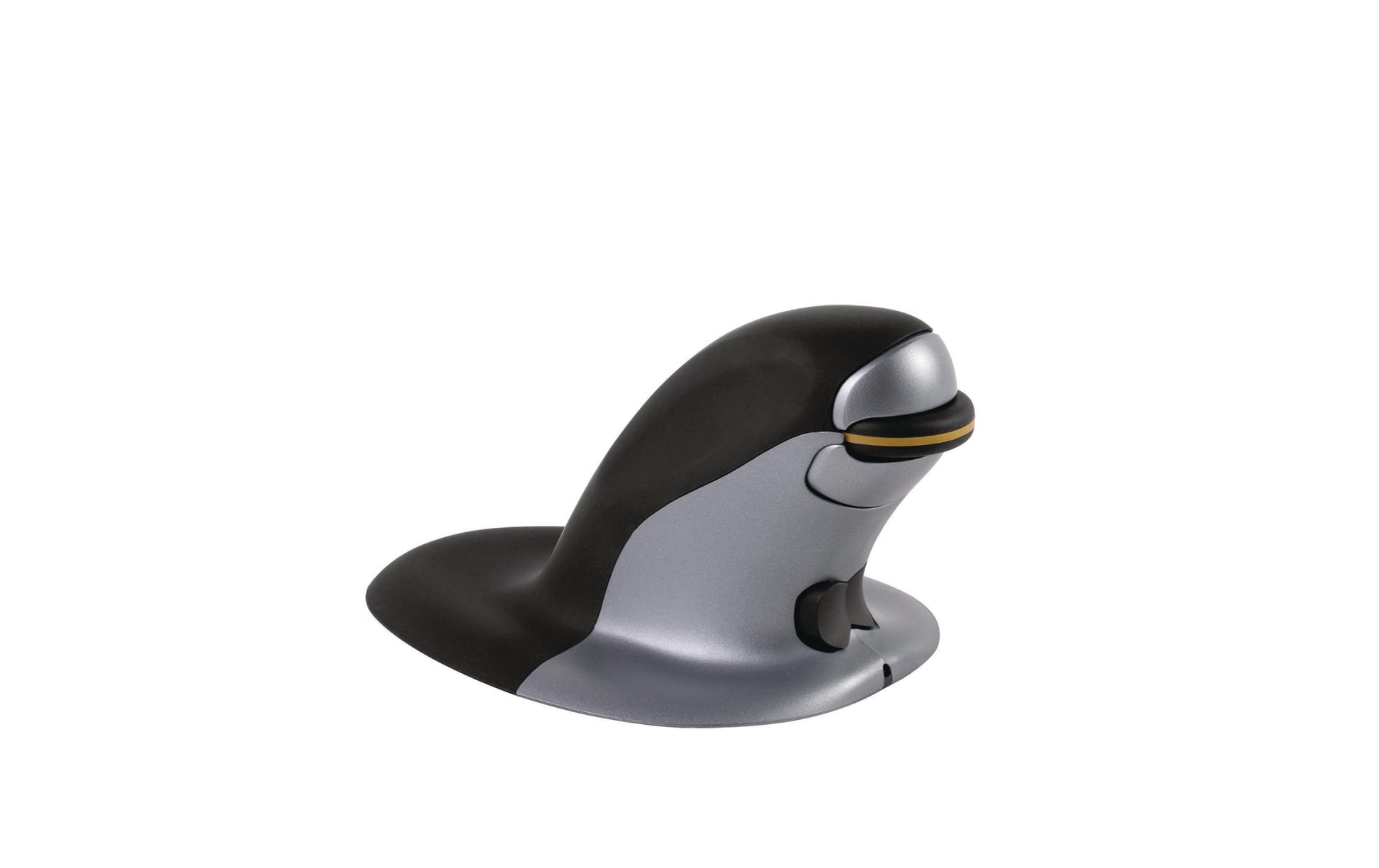 Fellowes Penguin S Ergonomische Maus – kabellos, beidhändig, vertikal, antimikrobieller Schutz, schwarz/silber