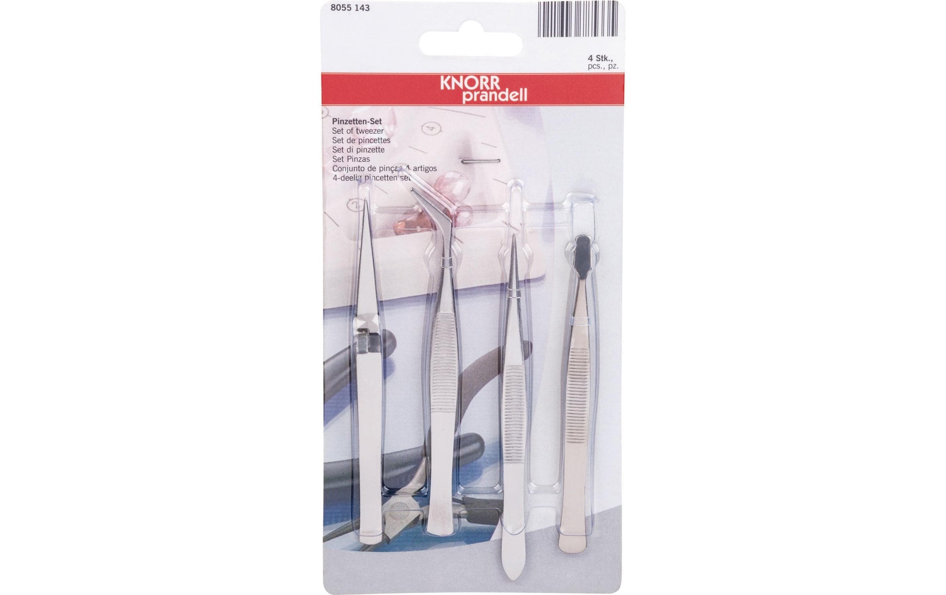 Knorr Prandell – Pinzettenset, metallisch, 12 cm, Set à 4