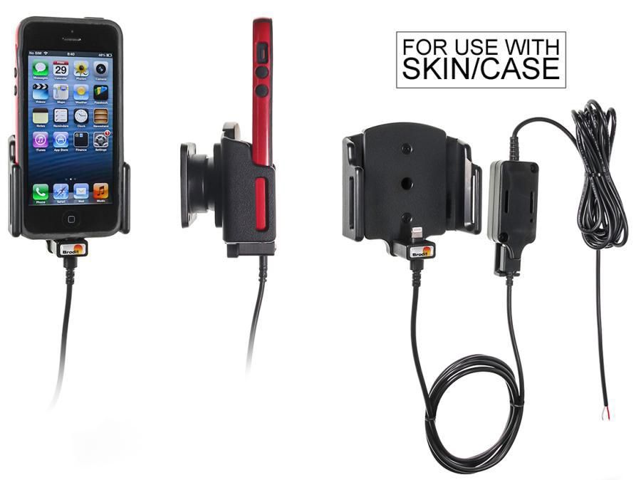Brodit 527502 Kfz-Ladehalterung – Schraubbefestigung, USB-A ×2 (QC 3.0, 2,4 A) – für iPhone – Schwarz