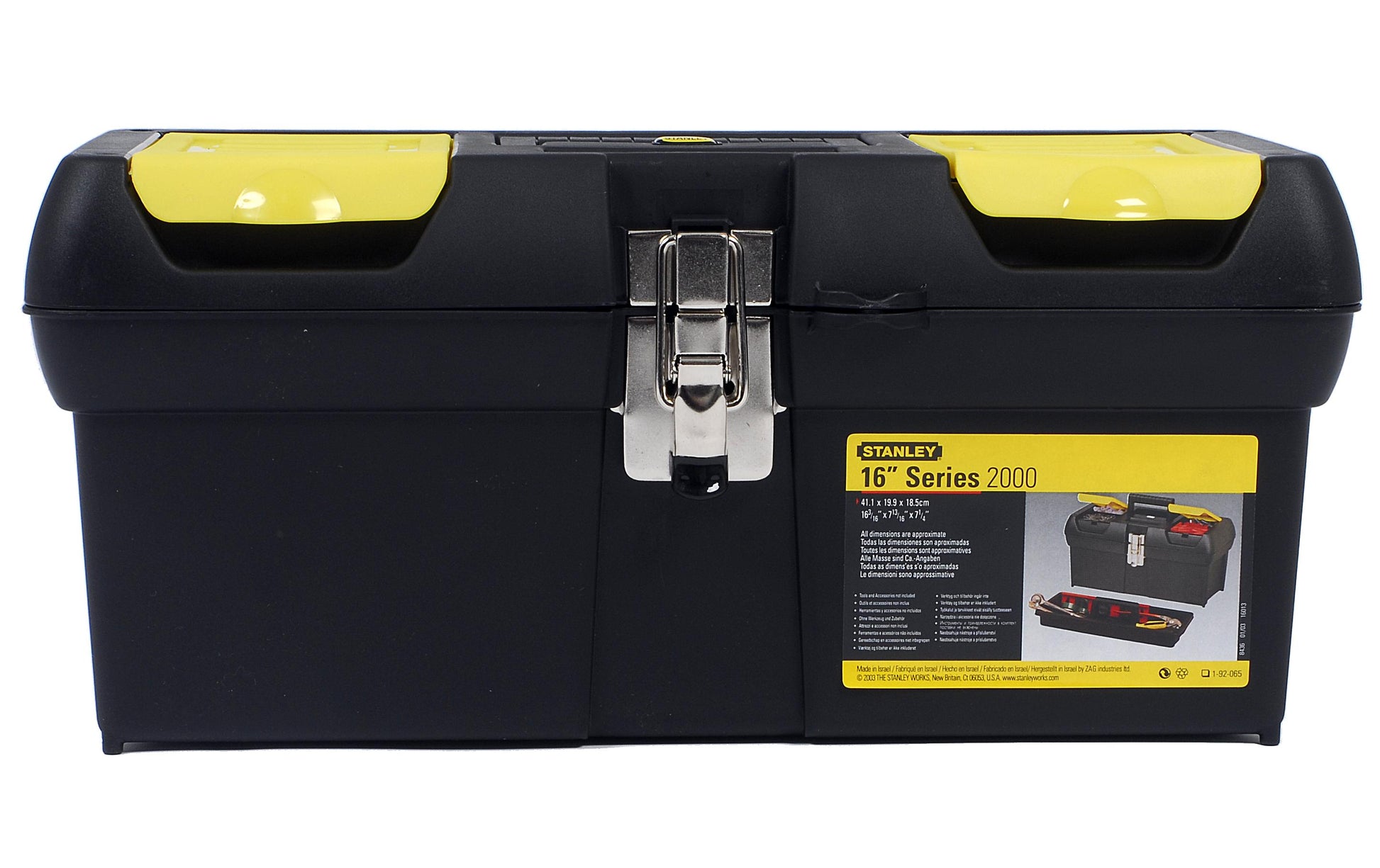 Stanley Werkzeugbox – leer, abschliessbar, Deckel, Tragegriff, 2 Fächer, schwarz, B 410 × H 200 × T 190 mm
