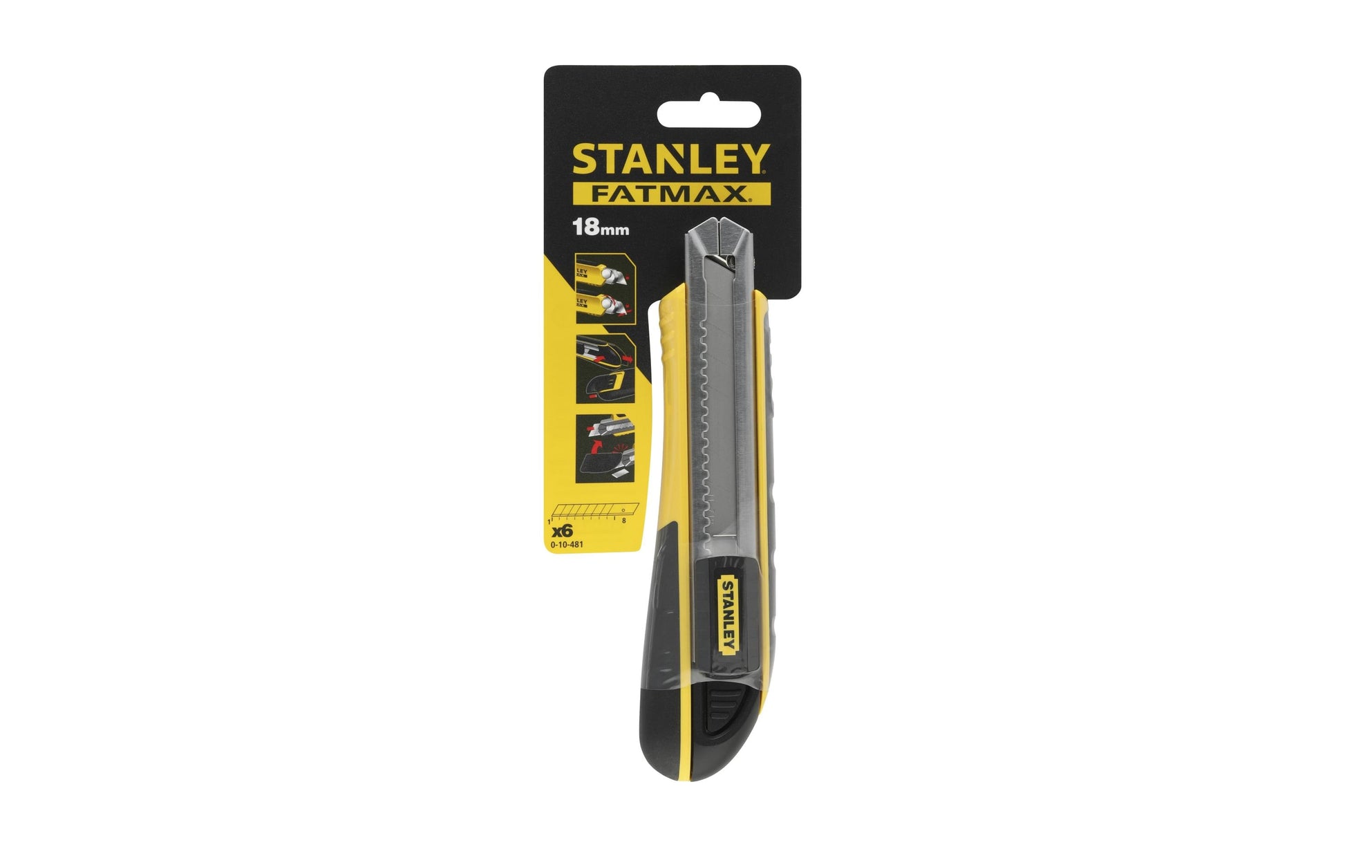 Stanley FatMax Cutter – 18 mm, Klingenarretierung, Kunststoffgriff, Schwarz, Gelb