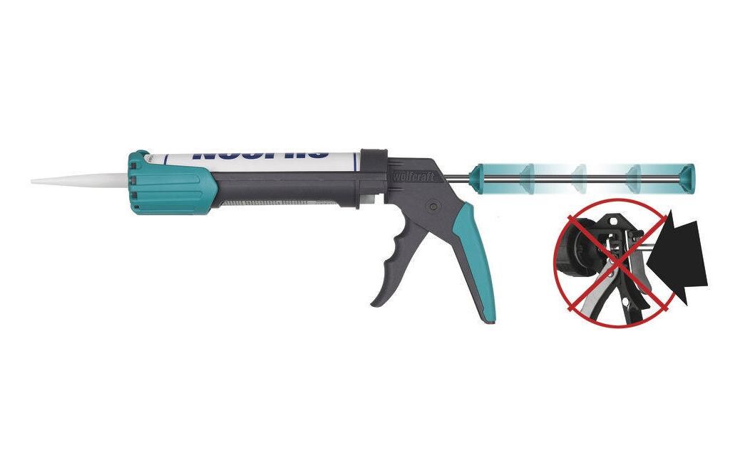 wolfcraft GmbH Wolfcraft MG200 ERGO Kartuschenpistole – 310 ml, Pressdruck 130 kg, tropffrei – für Acrylglas & Silikon