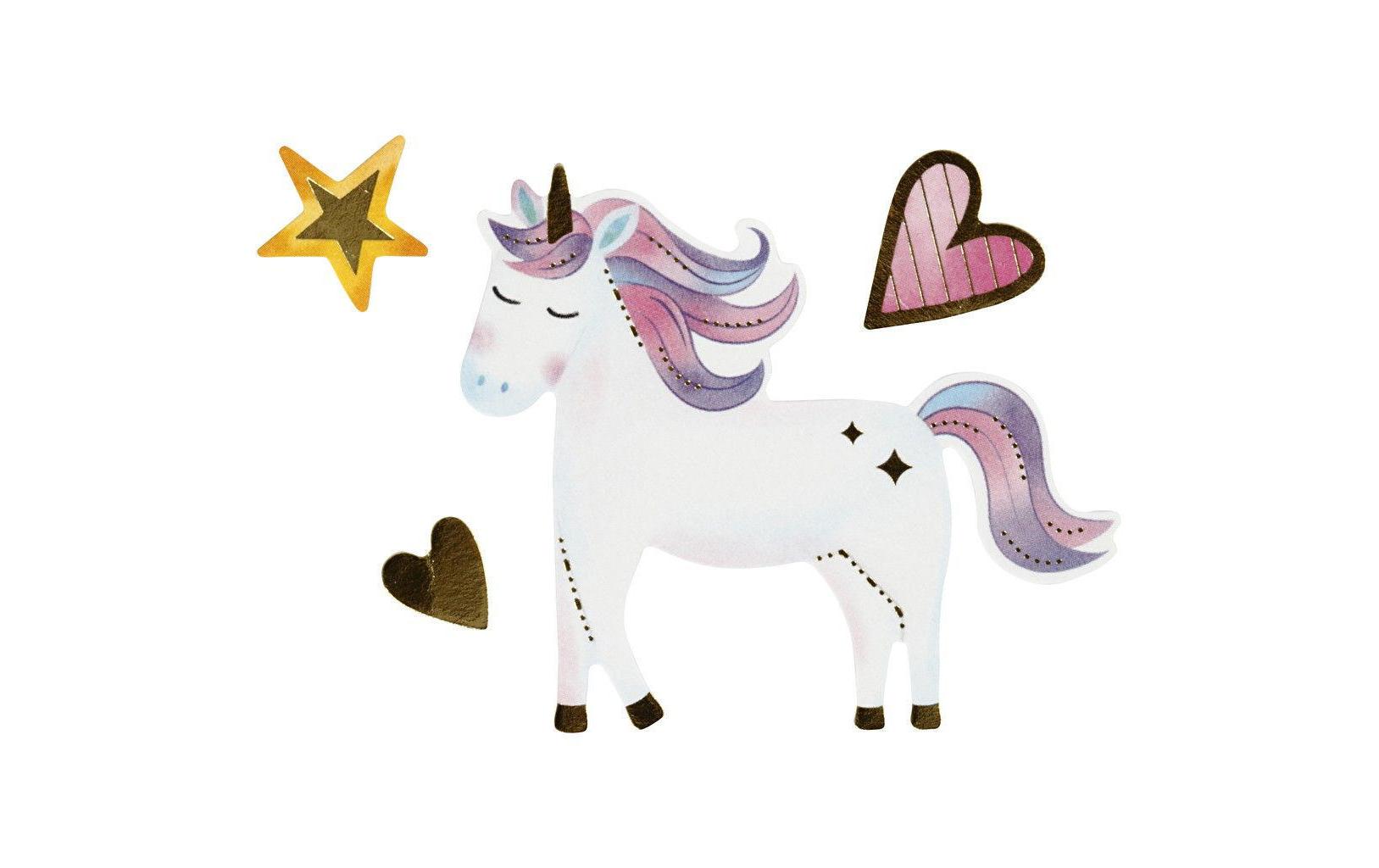 Creativ Company Sticker – 15 × 16,5 cm, Einhorn, Mehrfarbig – 1 Bogen/31 Sticker