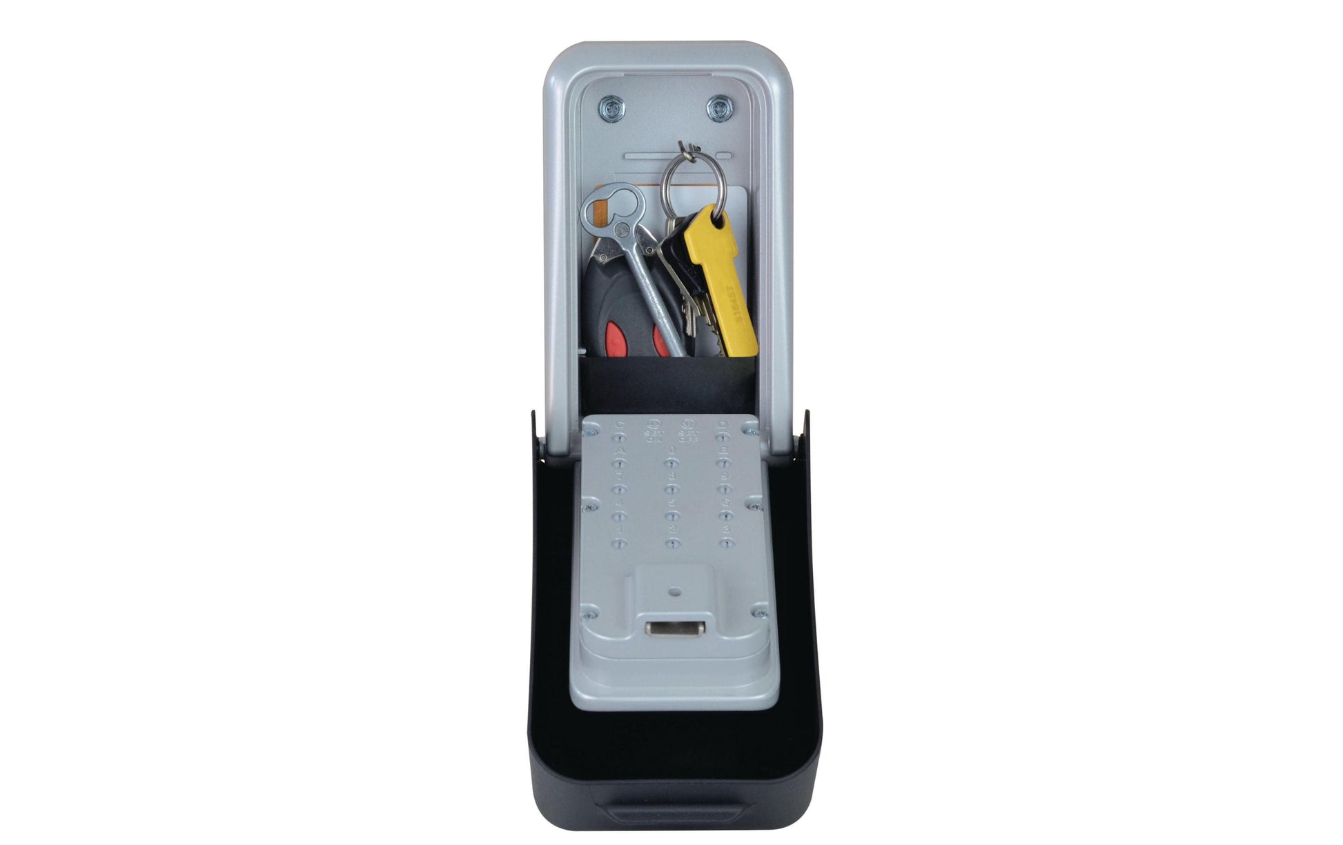 Master Lock Schlüsselsafe 5426EURD-DE – Elektronikschloss – 0,1 l – Wassergeschützt – Wandmontage – Grau