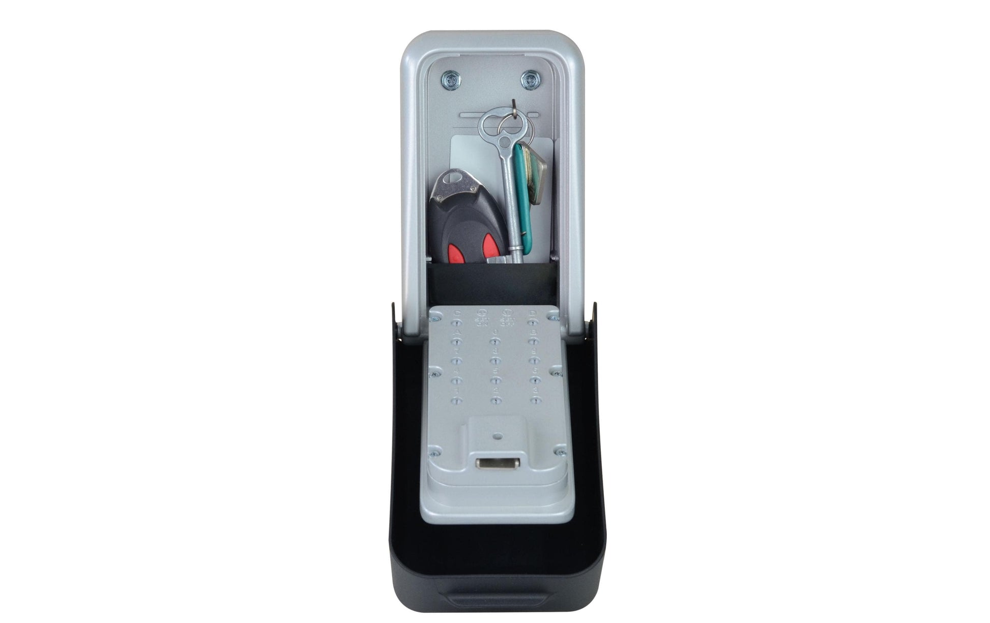 Master Lock Schlüsselsafe 5426EURD-DE – Elektronikschloss – 0,1 l – Wassergeschützt – Wandmontage – Grau