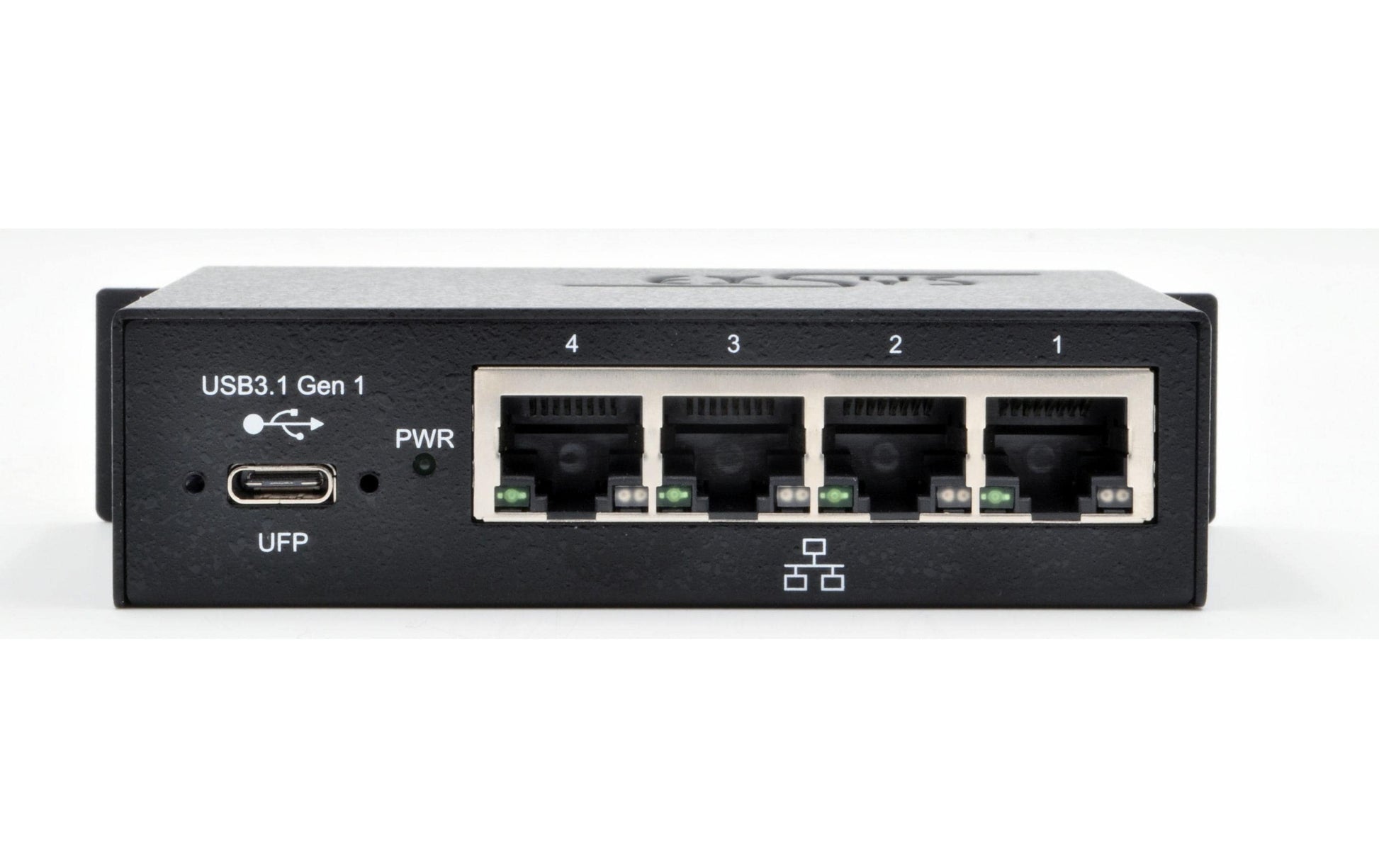 EXSYS EX-1330M USB 3.2 Gen 1 zu Gigabit-Ethernet Adapter – 4× 1G RJ-45, DIN-Schiene, Metallgehäuse