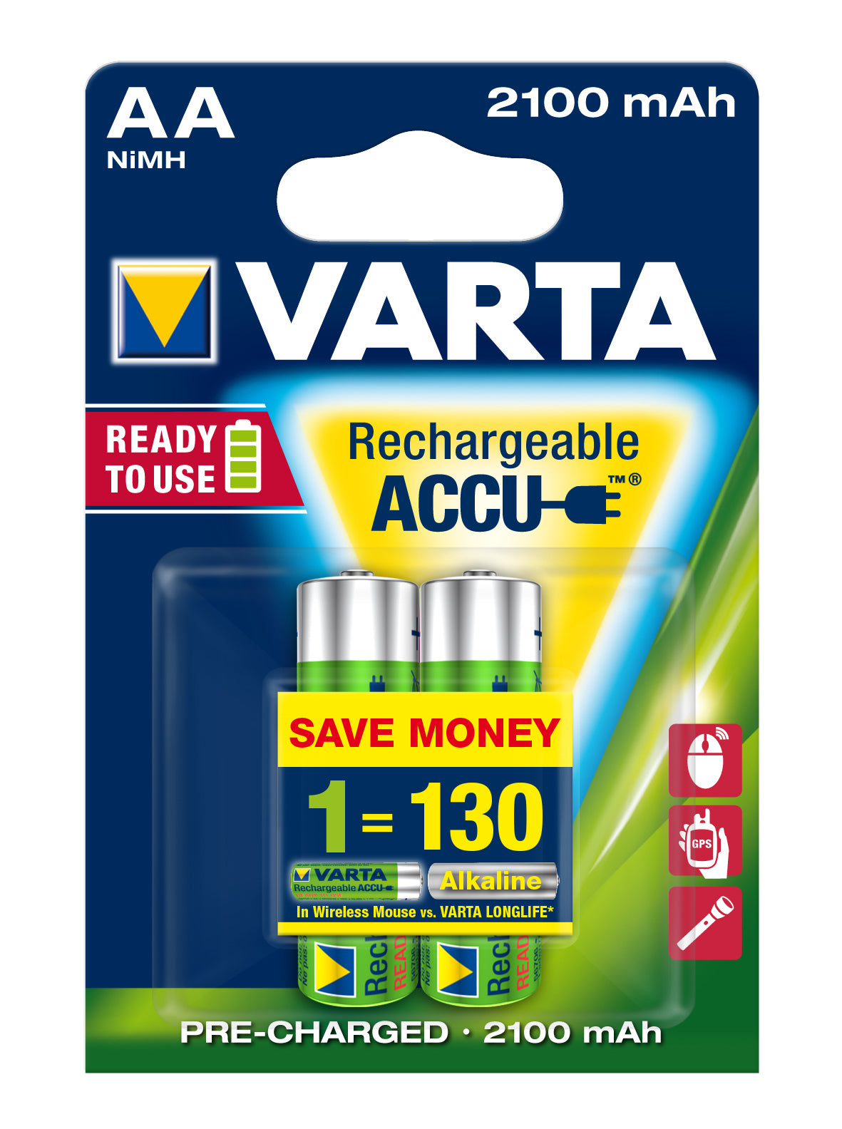 Varta AA Akkus, NiMH, 2100 mAh, 1,2 V – 2 Stk.