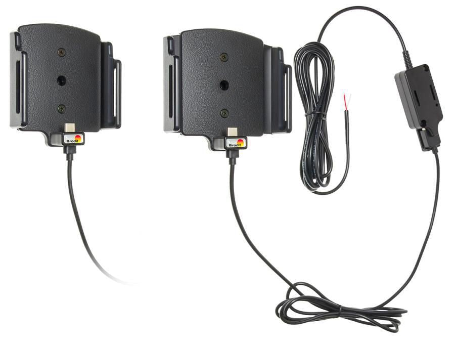 Brodit Auto-Halterung, Schraubbefestigung, mit Ladefunktion, QC 2.0 – für Smartphones 7,5–8,9 cm – Schwarz