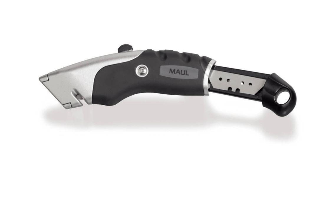 MAUL Sicherheitscutter Expert – 19 mm, für Linkshänder, schwarz, inkl. 5 Klingen