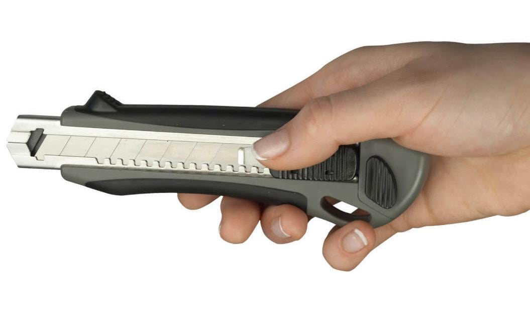 MAUL Cutter Profi – Abbrechmesser 18 mm, Kunststoff, einziehbar, grau