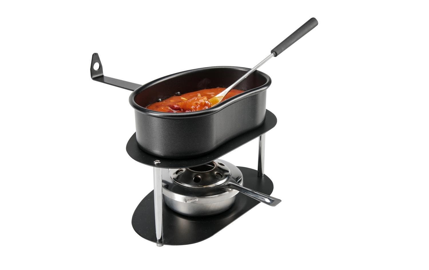Nouvel Fondue-Set Adventure Cooking Gamelle – Edelstahl, 1 Person, Pastenbrenner – Schwarz/Edelstahl
