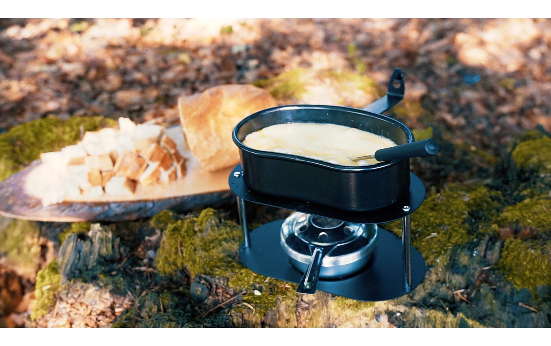 Nouvel Fondue-Set Adventure Cooking Gamelle – Edelstahl, 1 Person, Pastenbrenner – Schwarz/Edelstahl