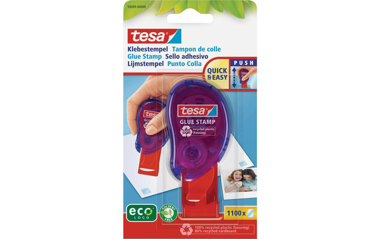 TESA Klebestempel – permanent, transparent, lösungsmittelfrei, geruchsarm, für Papier, Karton, Fotos und mehr