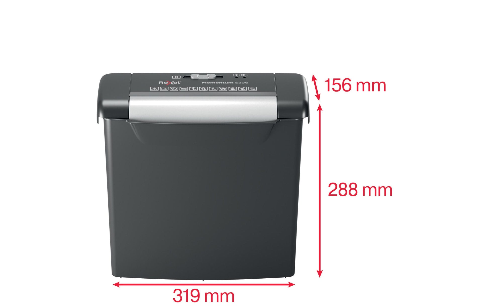 Rexel Momentum S206 – Aktenvernichter, DIN P-2, Streifenschnitt 6 mm, 6 Blatt, 9 l, A4