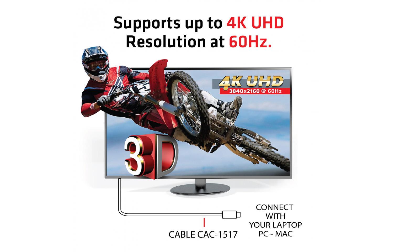 CLUB3D Club 3D – USB-C auf DisplayPort Adapter, DP 1.2, 4K@60 Hz, 1,2 m, aktiv, für Apple OS X/Windows/Chrome OS