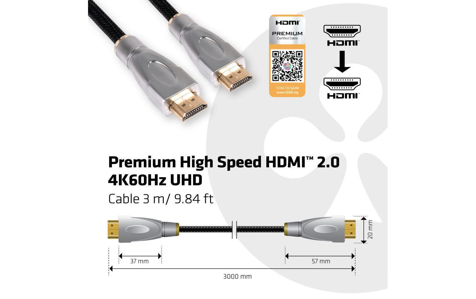 CLUB3D Club 3D HDMI-Kabel, Schwarz, Silber, 1 Stück