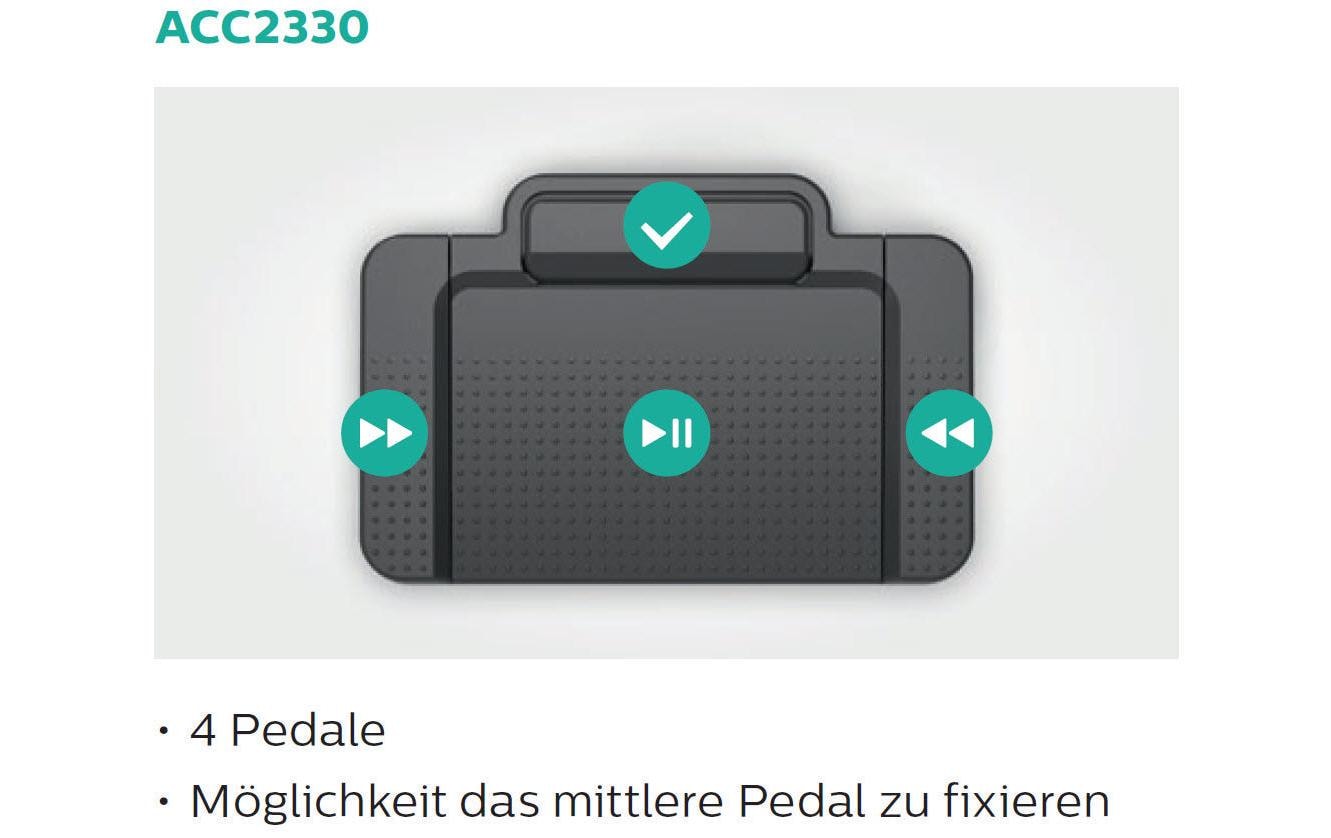 Philips ACC2330 – Fussschalter – USB – 4 Pedale, mittleres Pedal fixierbar – Schwarz