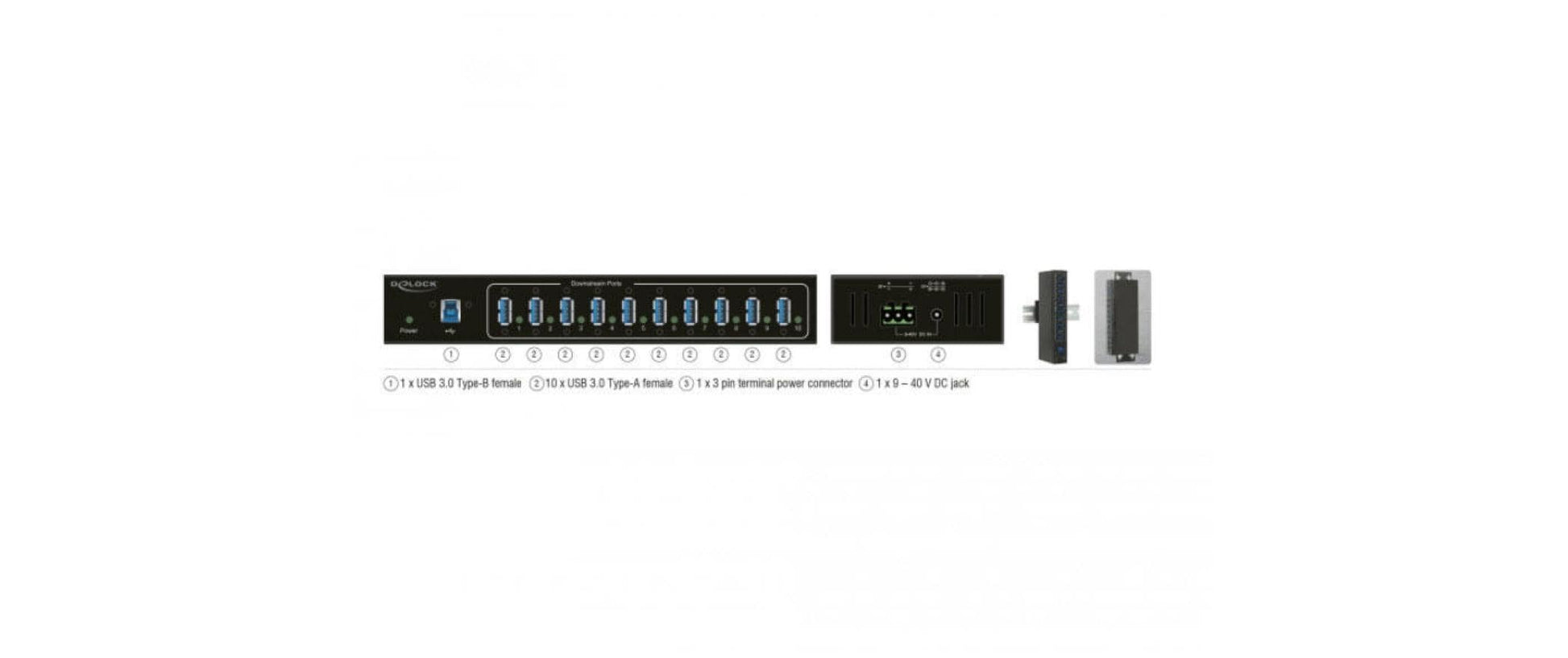 DeLOCK 63919 USB-Hub – USB-B, 10× USB-A, für Windows/Mac/Linux